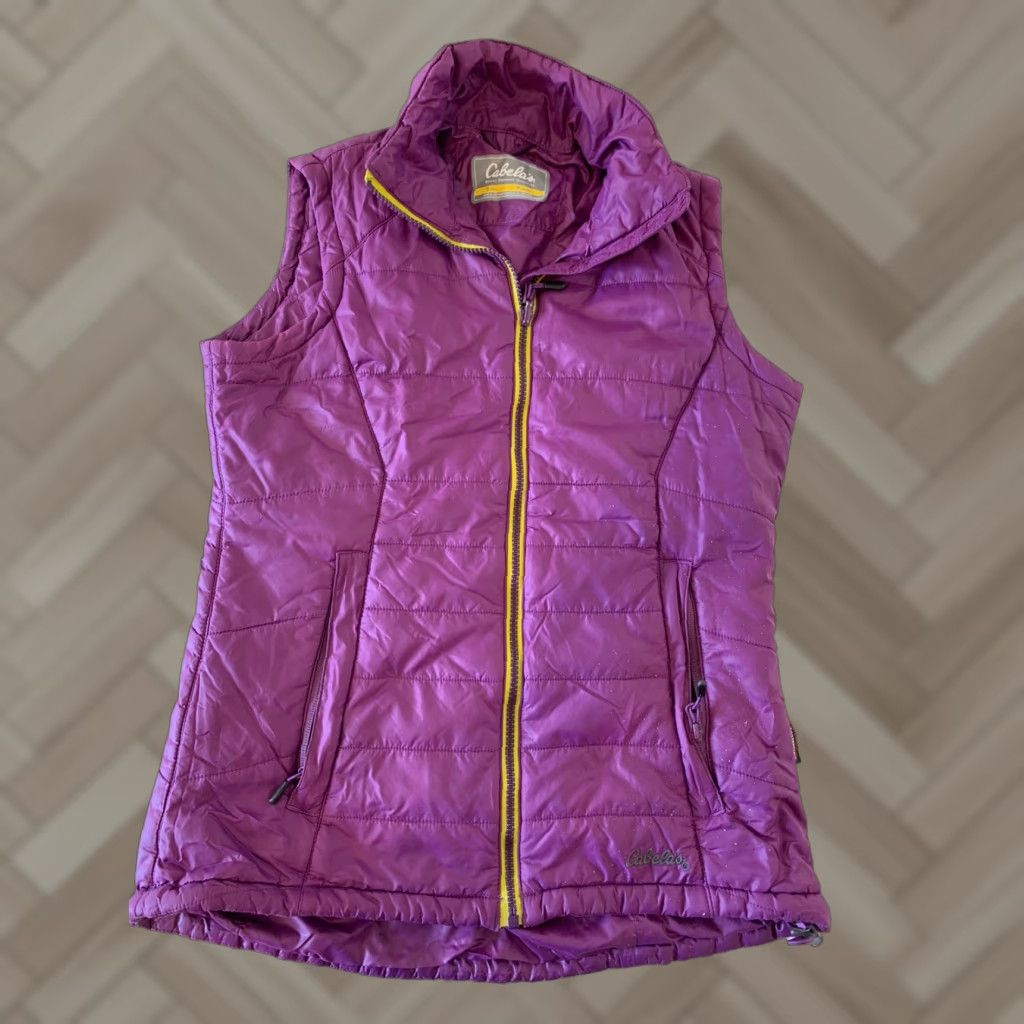 Vintage Cabela's Primaloft Full Zip Winter Puffy Vest Women's Small Purple Shirt Size S / US 4 / IT 40 - 1 Thumbnail
