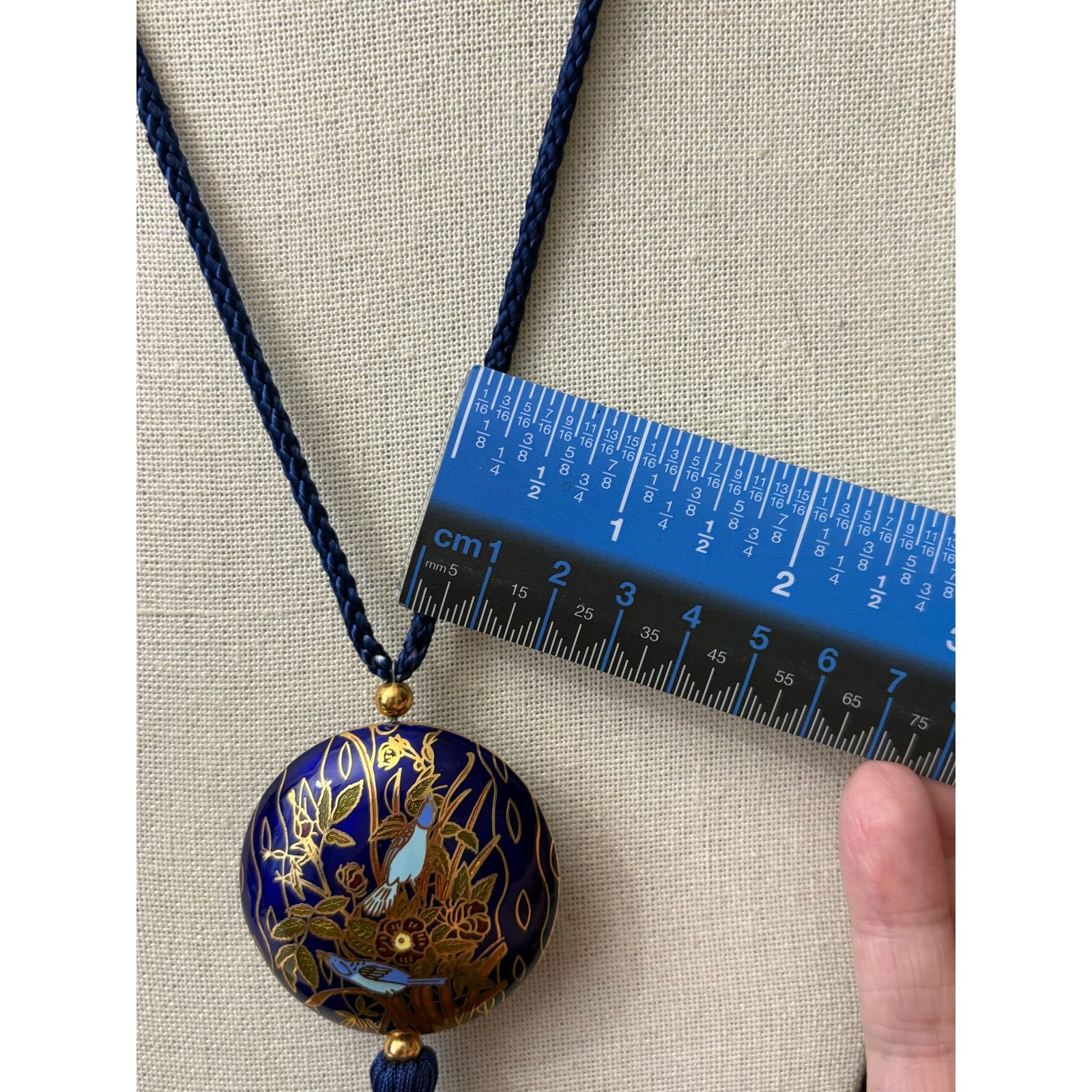 Other Blue Cloisonne Pendant Necklace with Tassel Gold Tone Size ONE SIZE - 6 Thumbnail