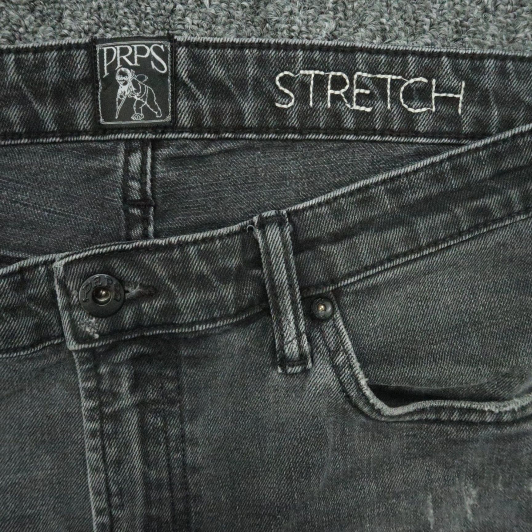 Prps PRPS Jeans Mens 36x34 Black Windsor Slim Skinny Distressed Cargo Denim 5-Pocket Button Fly Belt Loops Cotton Jeans Mens Size US 36 / EU 52 - 3 Thumbnail