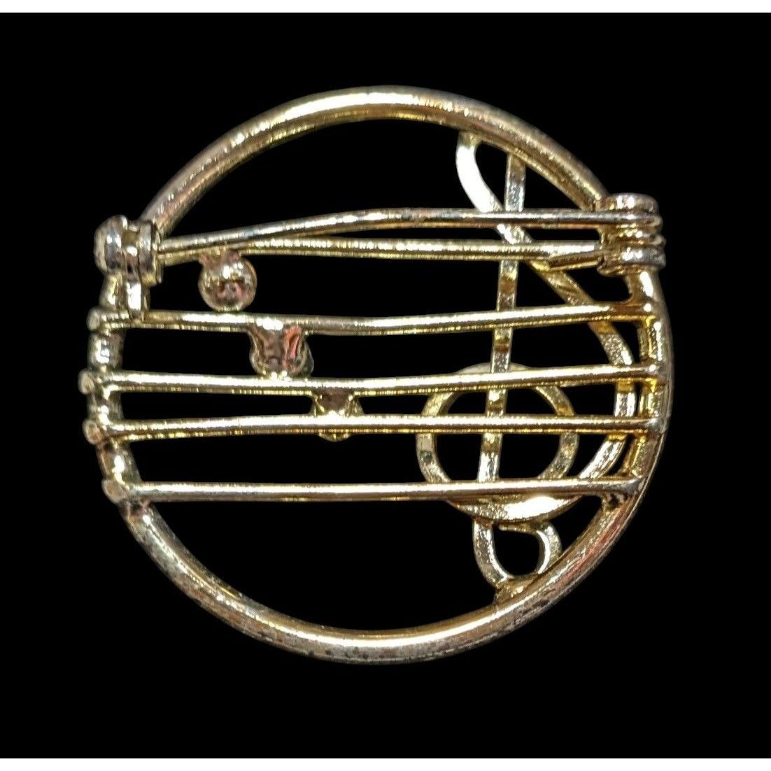 Other Vintage Treble Clef Music Notes Gold Tone Brooch Size ONE SIZE - 2 Thumbnail