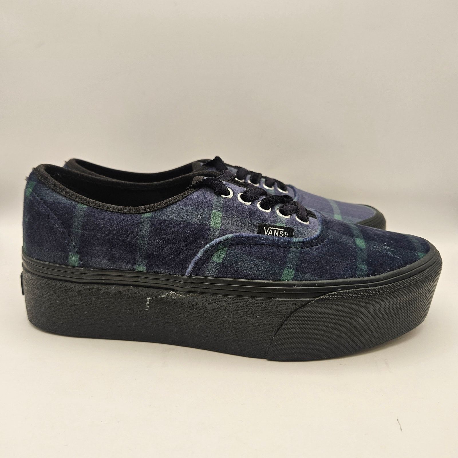 Vans VANS WOMEN'S 9 AUTHENTIC STACKFORM PLAID BLUE PLATFORM SHOES Size US 9 / IT 39 - 4 Thumbnail