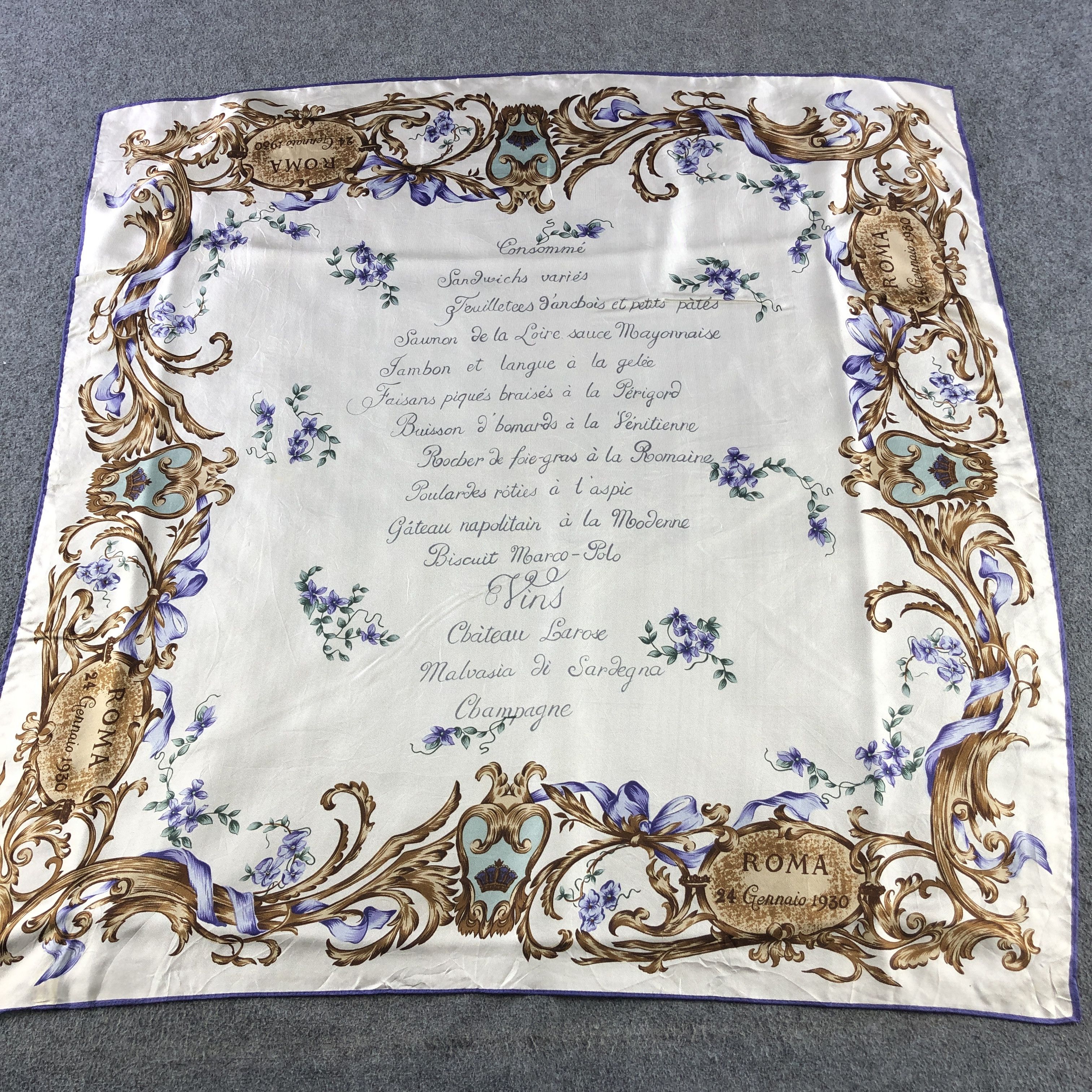 Vintage Roma Gennaio Baroque Silk Scarf M1356 Size ONE SIZE - 2 Thumbnail