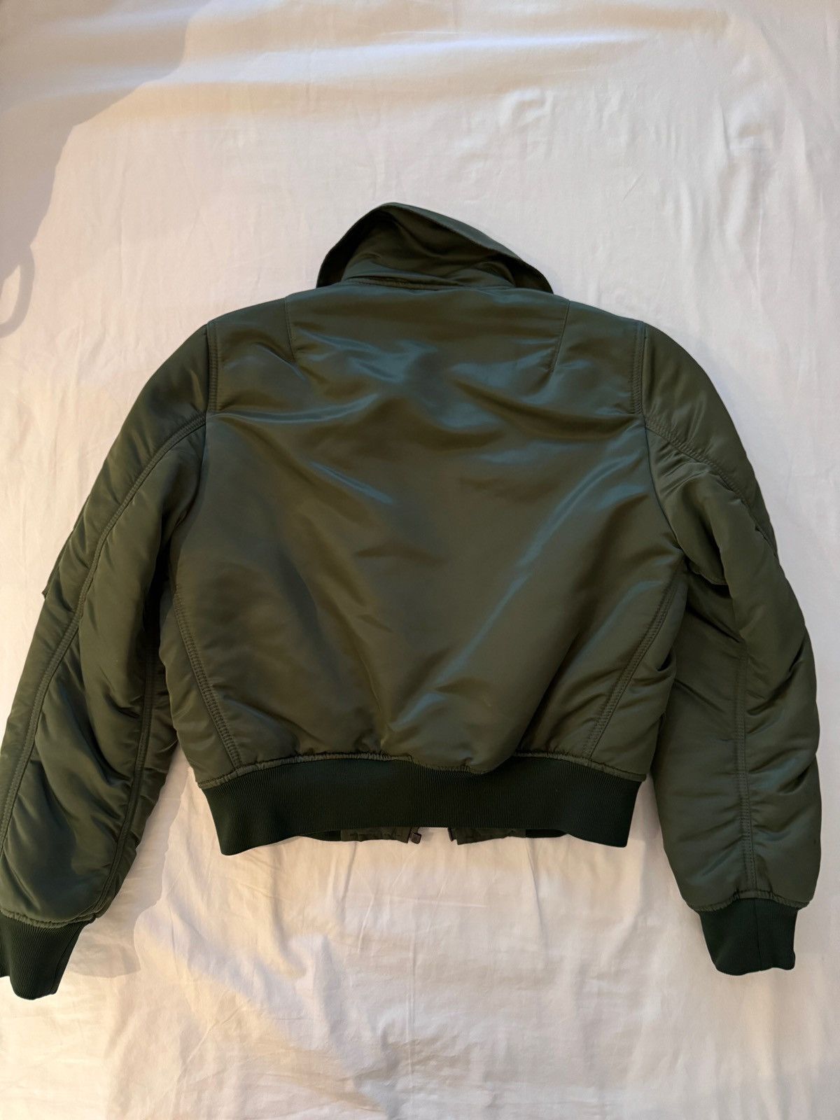 Balenciaga Balenciaga Cropped Olive Green Bomber Jacket Size XS / US 0-2 / IT 36-38 - 2 Thumbnail