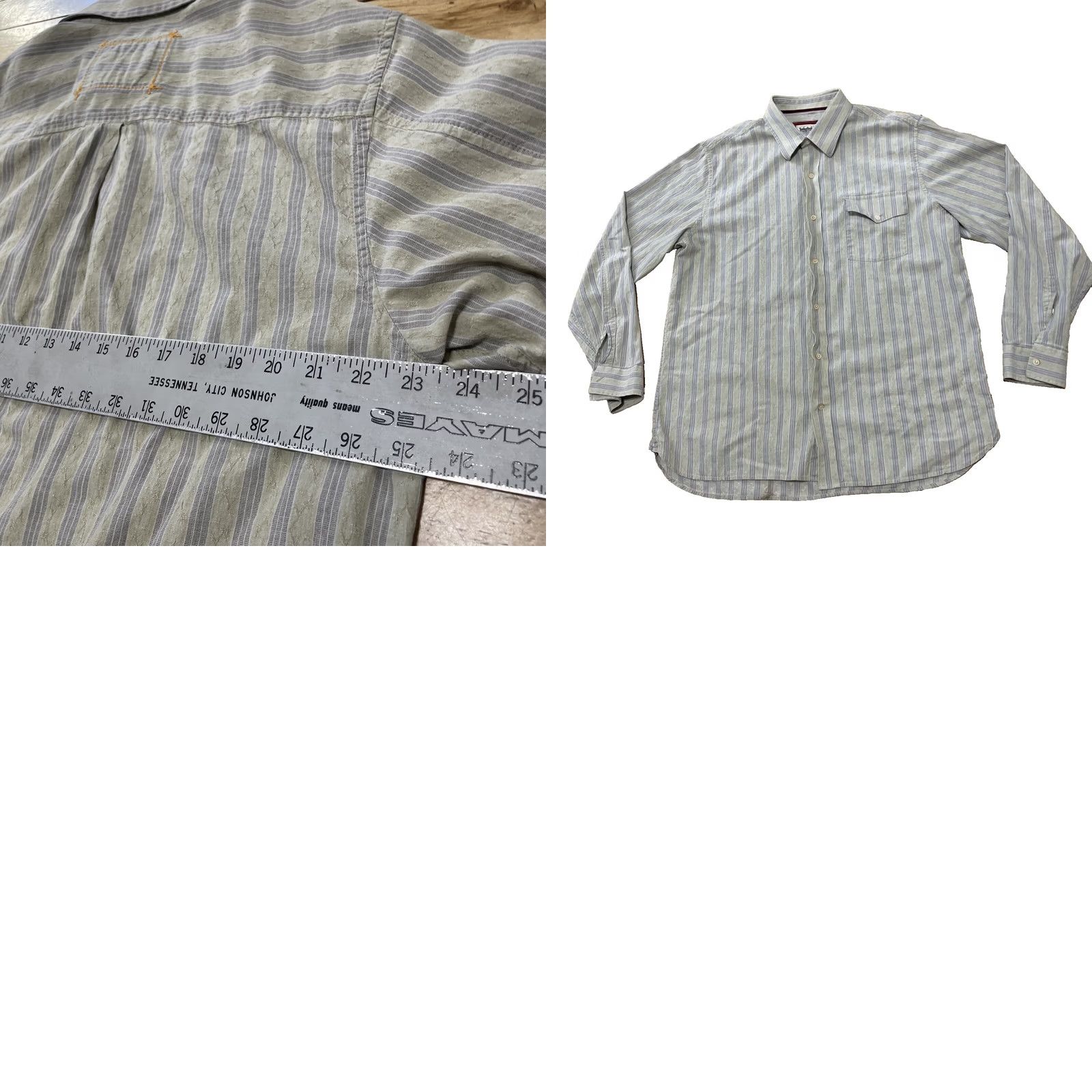 Timberland VINTAGE Timberland Button Shirt Men XL Y2k Streetwear HipHop Textured Stripe Blue Yellow Shirt Mens XL Size US XL / EU 56 / 4 - 11 Thumbnail