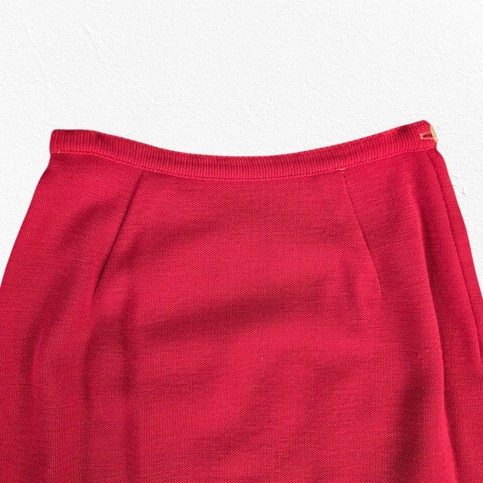 Vintage 50s Vintage Red Double Breasted Blazer Skirt Wool Set Size 2 Size XS / US 0-2 / IT 36-38 - 12 Thumbnail