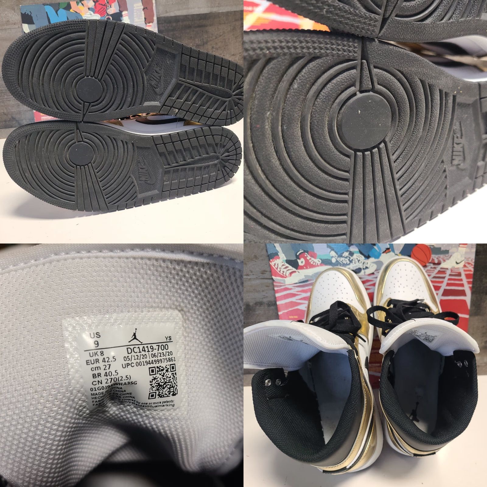 Nike Nike Jordan 1 Mid SE Metallic Gold 2020 Sneaker Unisex Adults Sz 9 US 8 UK Gold Toe Box Crease-Free, 42.5 EU Mens Womens Shoes Size US 10 / EU 43 - 8 Thumbnail