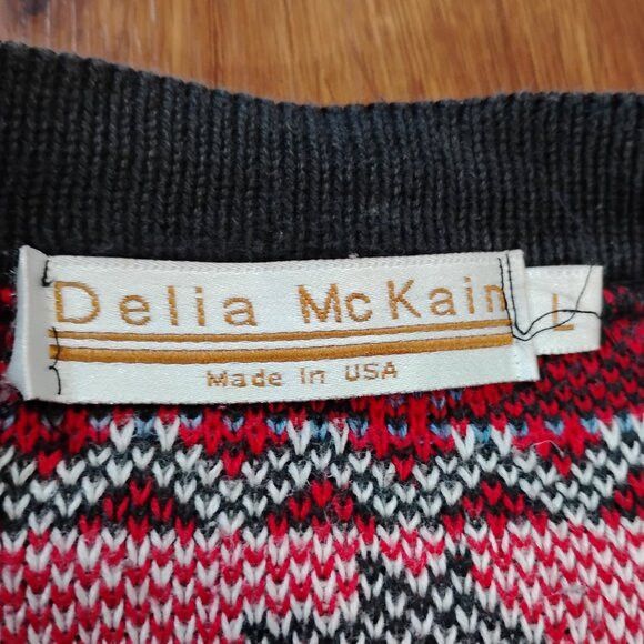 Other Vintage Delia McKain Cowboy Rodeo Novelty Cardigan Sweater Size L / US 10 / IT 46 - 3 Thumbnail