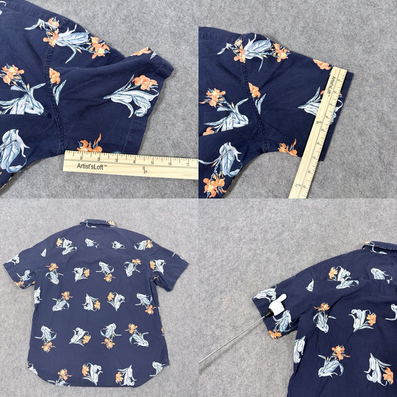 Club Monaco Club Monaco Slim Fit Short Sleeve Floral Button Down Shirt Men's Sz Medium Blue Size US M / EU 48-50 / 2 - 10 Thumbnail