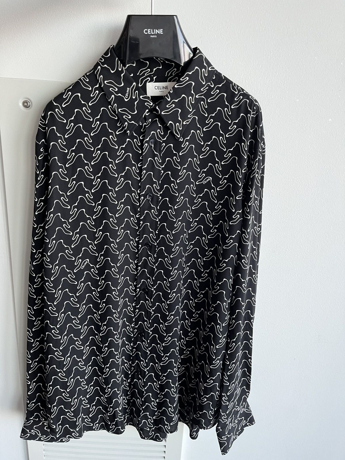 Celine × Hedi Slimane Super Runway Geometric Logo Shirt Celine Hedi Slimane Rare Size US XL / EU 56 / 4 - 16 Thumbnail