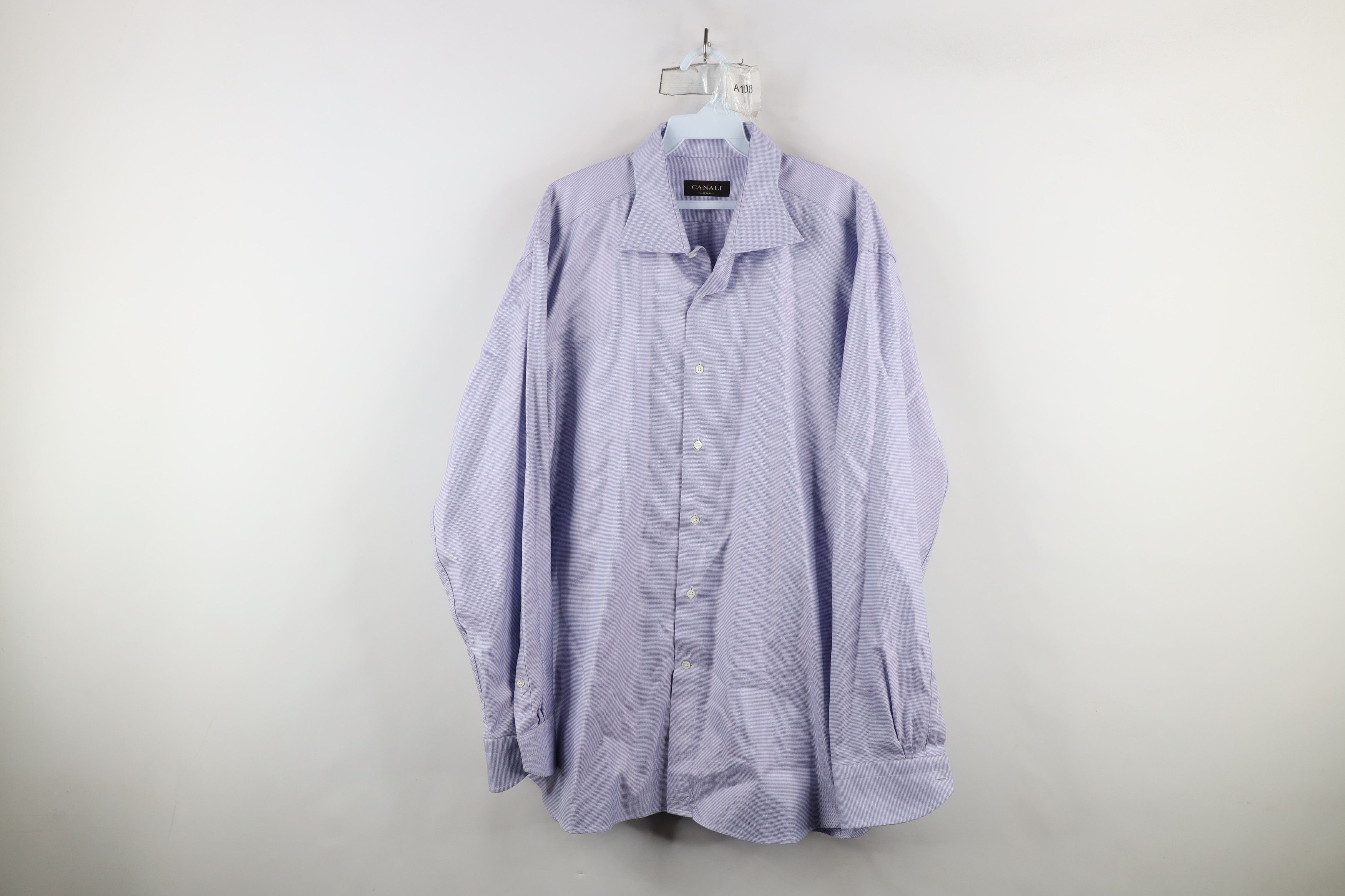 Canali × Vintage Canali Houndstooth Long Sleeve Button Shirt Cotton Blue Size US M / EU 48-50 / 2 - 1 Thumbnail