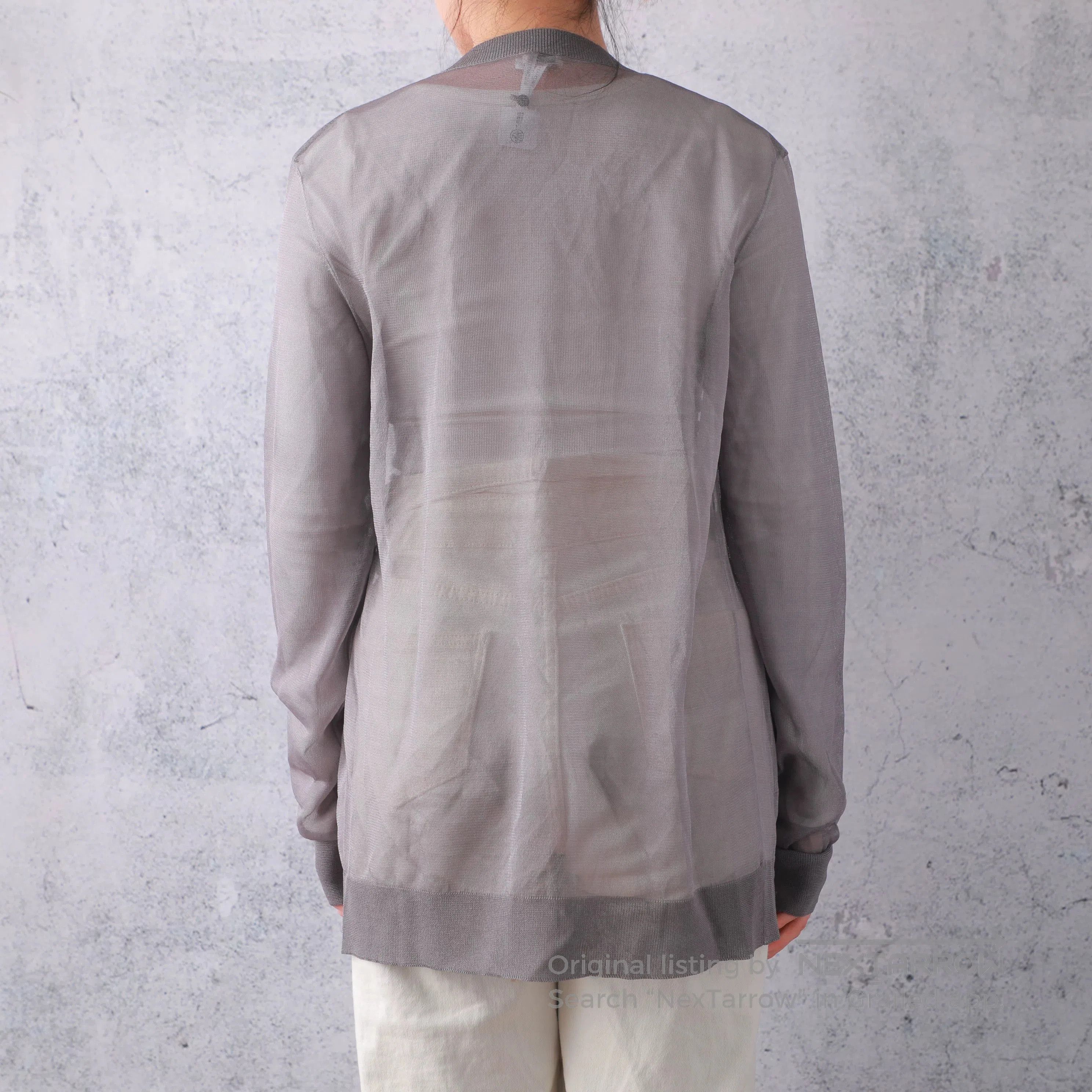 Saint Laurent Paris SAINT LAURENT Gray Silk Sheer Cardigan. Size L / US 10 / IT 46 - 3 Thumbnail