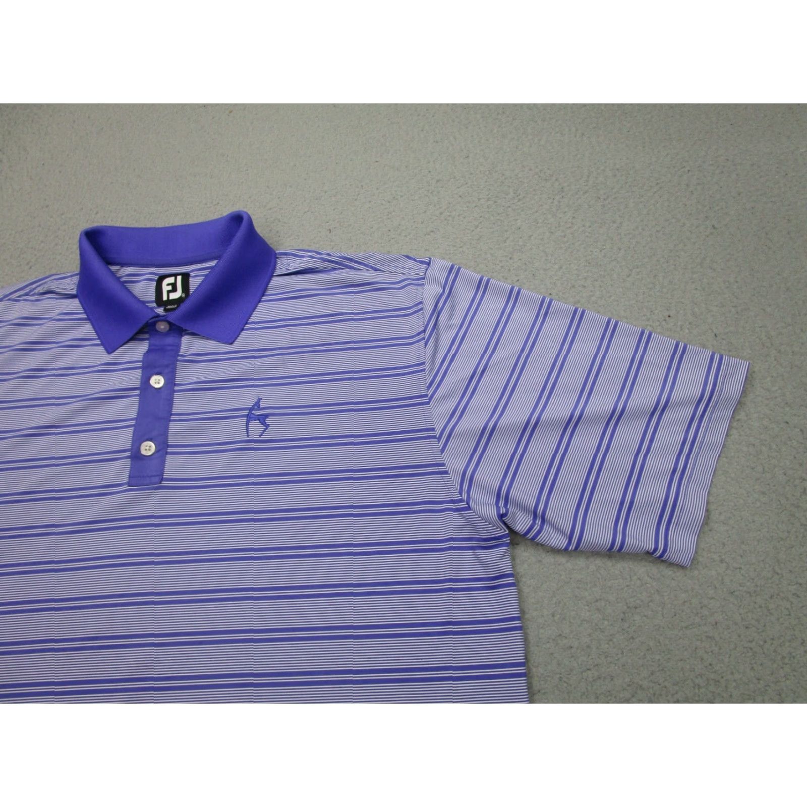 Footjoy FootJoy Polo Shirt Mens XL Purple Striped Deer Logo Golf Casual Short Sleeve Button Collar Performance Summer Size US XL / EU 56 / 4 - 3 Thumbnail
