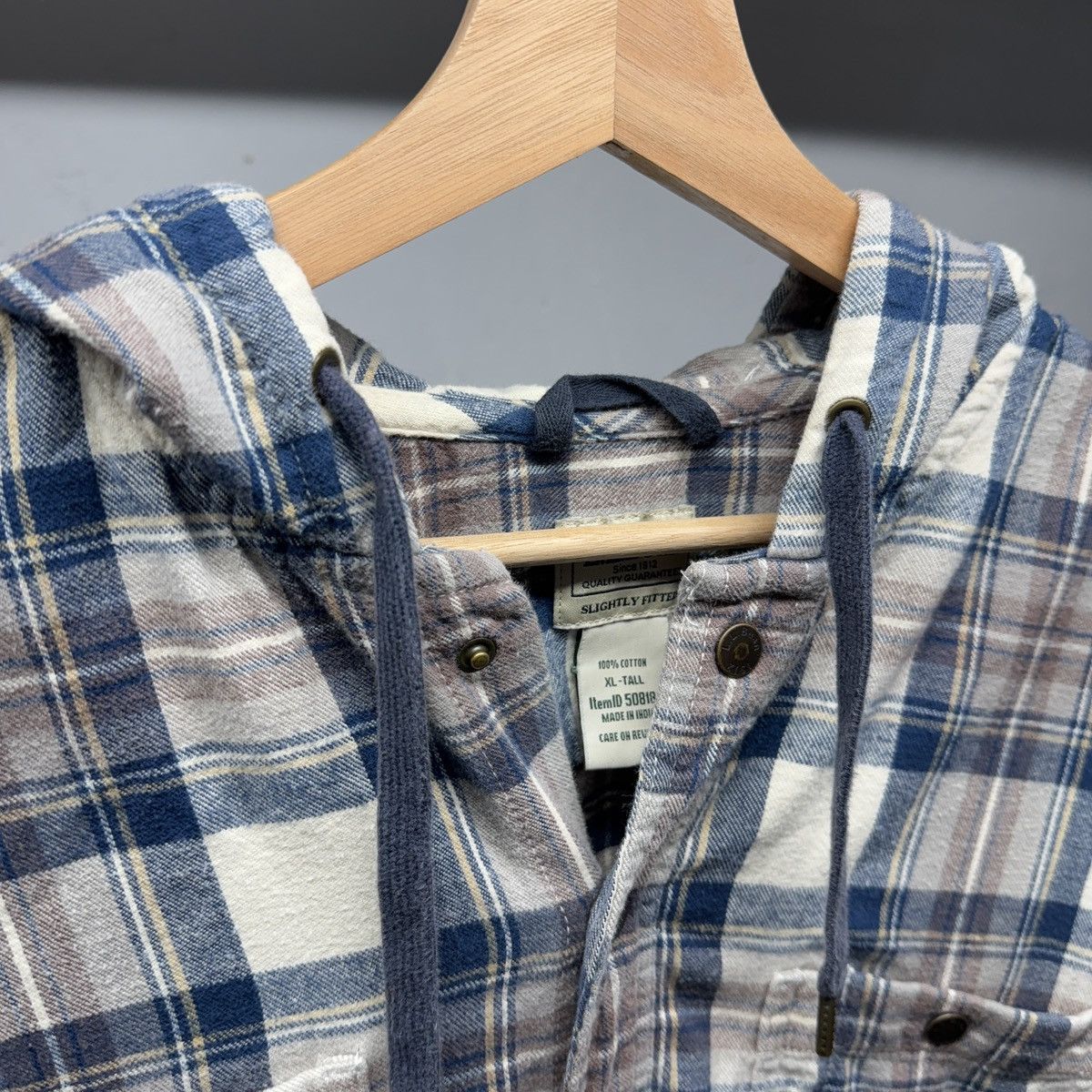 Vintage LL Bean Hooded Plaid Flannel Shirt ERD Grunge Chrome Size US XL / EU 56 / 4 - 3 Thumbnail