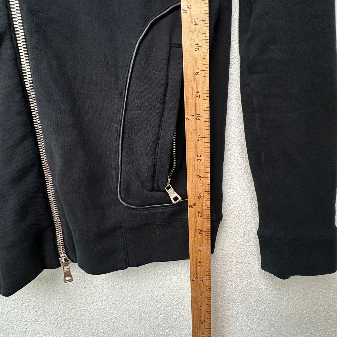 Balmain Balmain Black Moto Hoodie Leather-Shoulder Zip Sweatshirt M Size US M / EU 48-50 / 2 - 12 Thumbnail