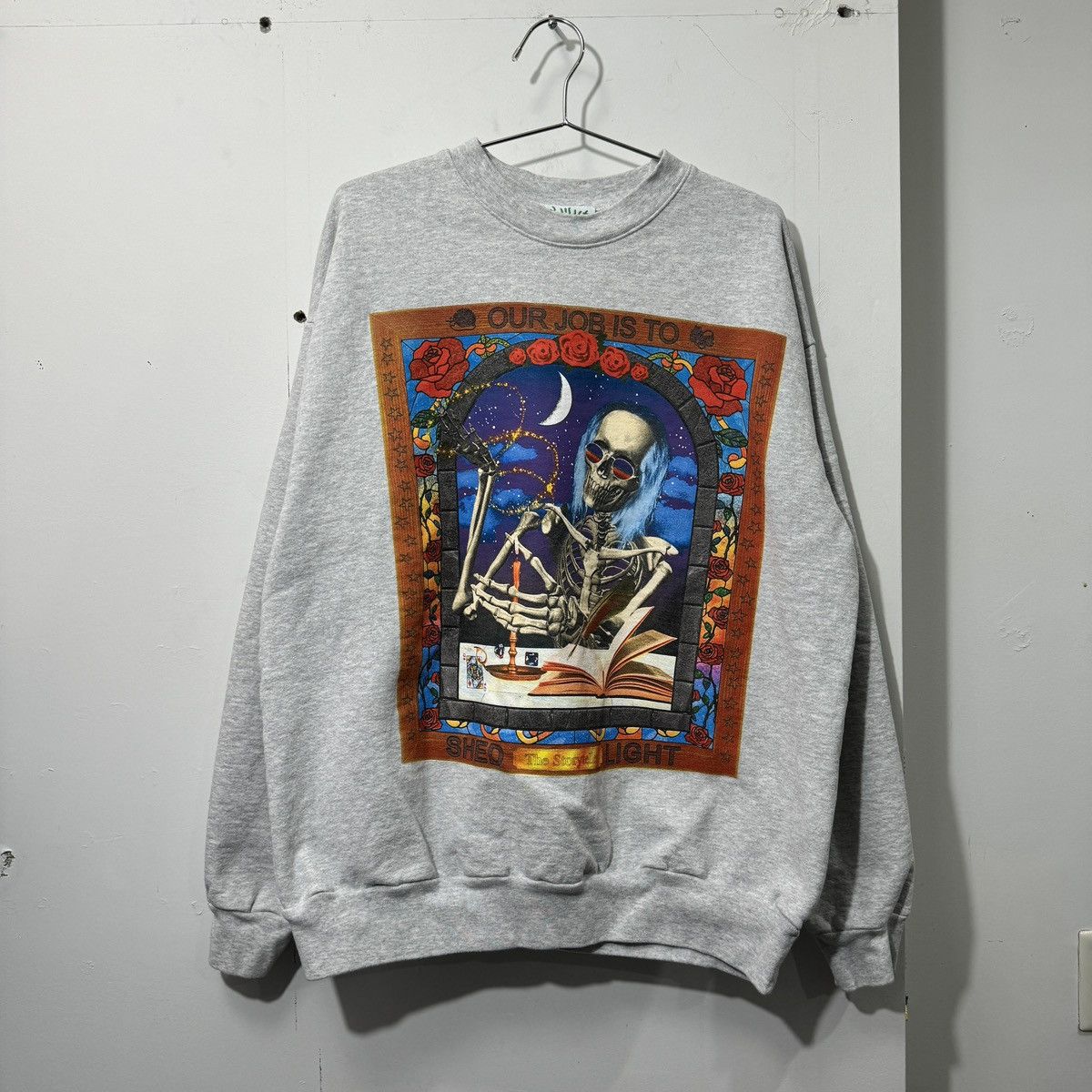 image of Online Ceramics Storyteller Reaper Skull Crewneck Grey Xl, Men's