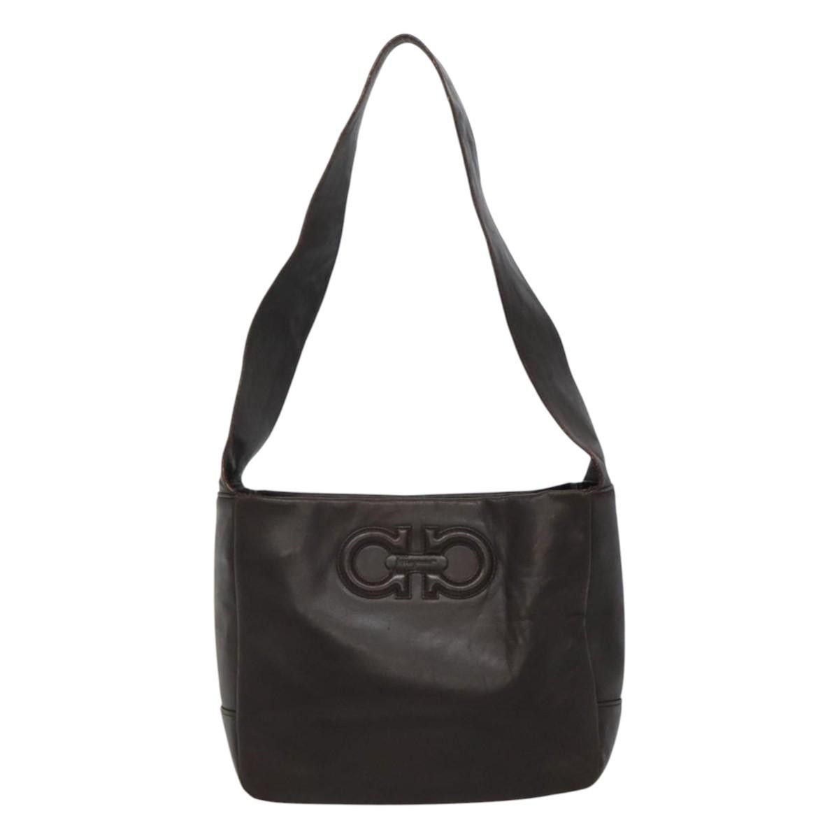 Salvatore Ferragamo Gancini Brown Leather Shoulder Bag (Pre-Owned) Size ONE SIZE - 1 Thumbnail