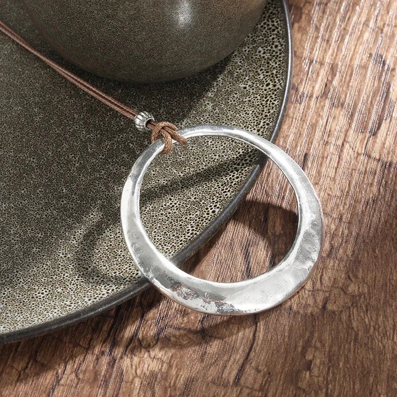 Other Silver Color Round Metal Pendant Necklaces Size ONE SIZE - 6 Thumbnail