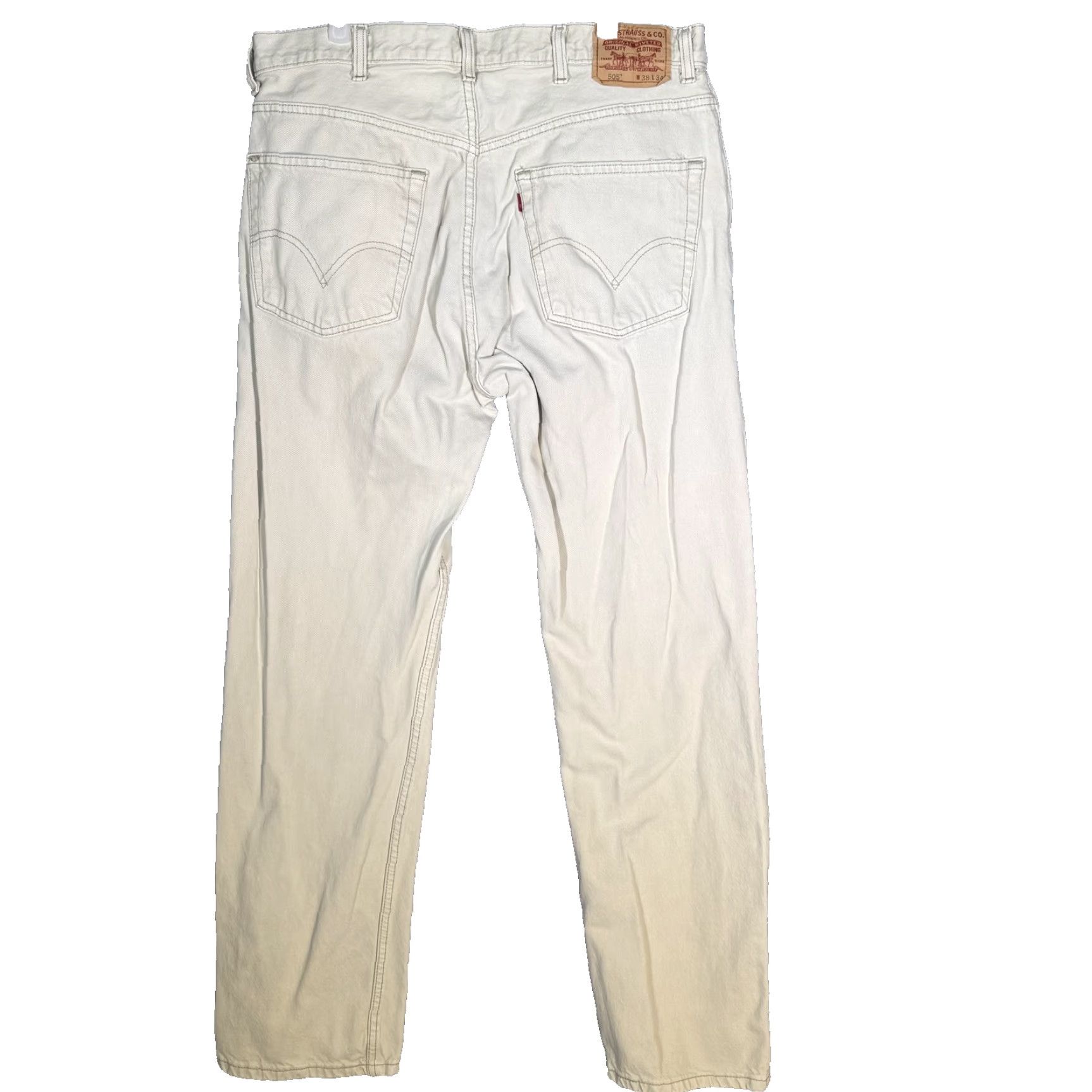 Levi's Levis 505 Jeans Mens 38x34 Beige Regular Fit Straight Leg Denim Pants Cotton Zip Size US 38 / EU 54 - 2 Thumbnail