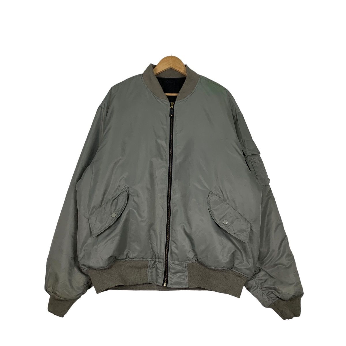 Vintage Silver Grey Bomber Jacket Big Size #1108-C50