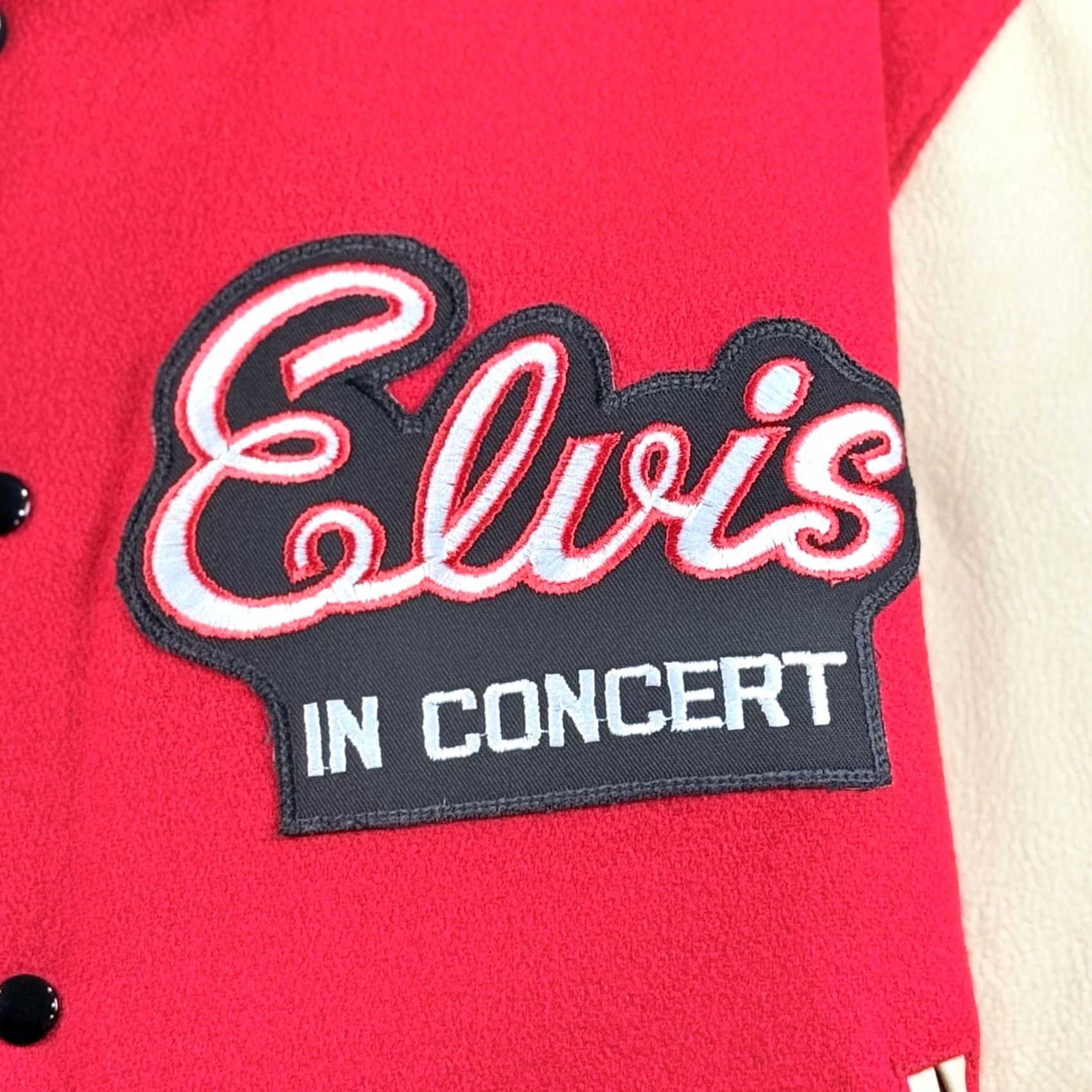 Vintage VINTAGE Elvis In Concert Hammacher Schlemmer varsity jacket Red Wool Leather TCB Made in USA L Mens Size US L / EU 52-54 / 3 - 2 Thumbnail