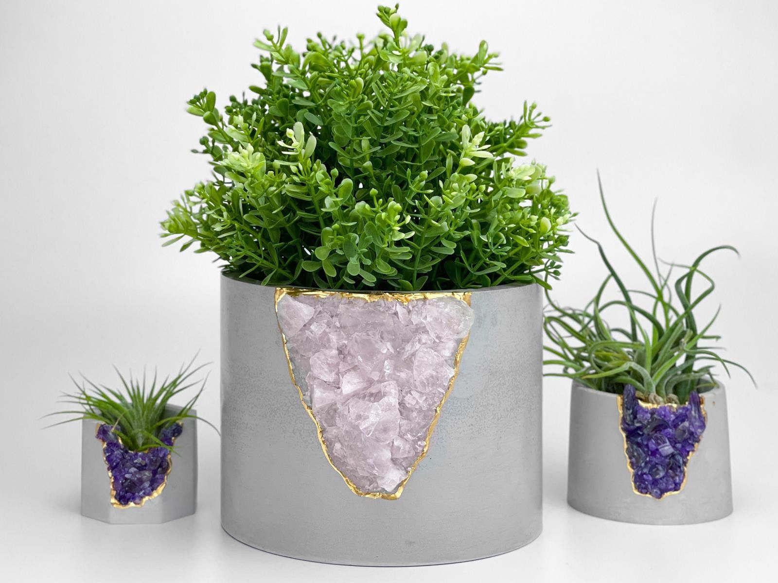 Other Large Rose Quartz Geode Planter Big Crystal Planter Pot GIFT Size ONE SIZE - 1 Thumbnail