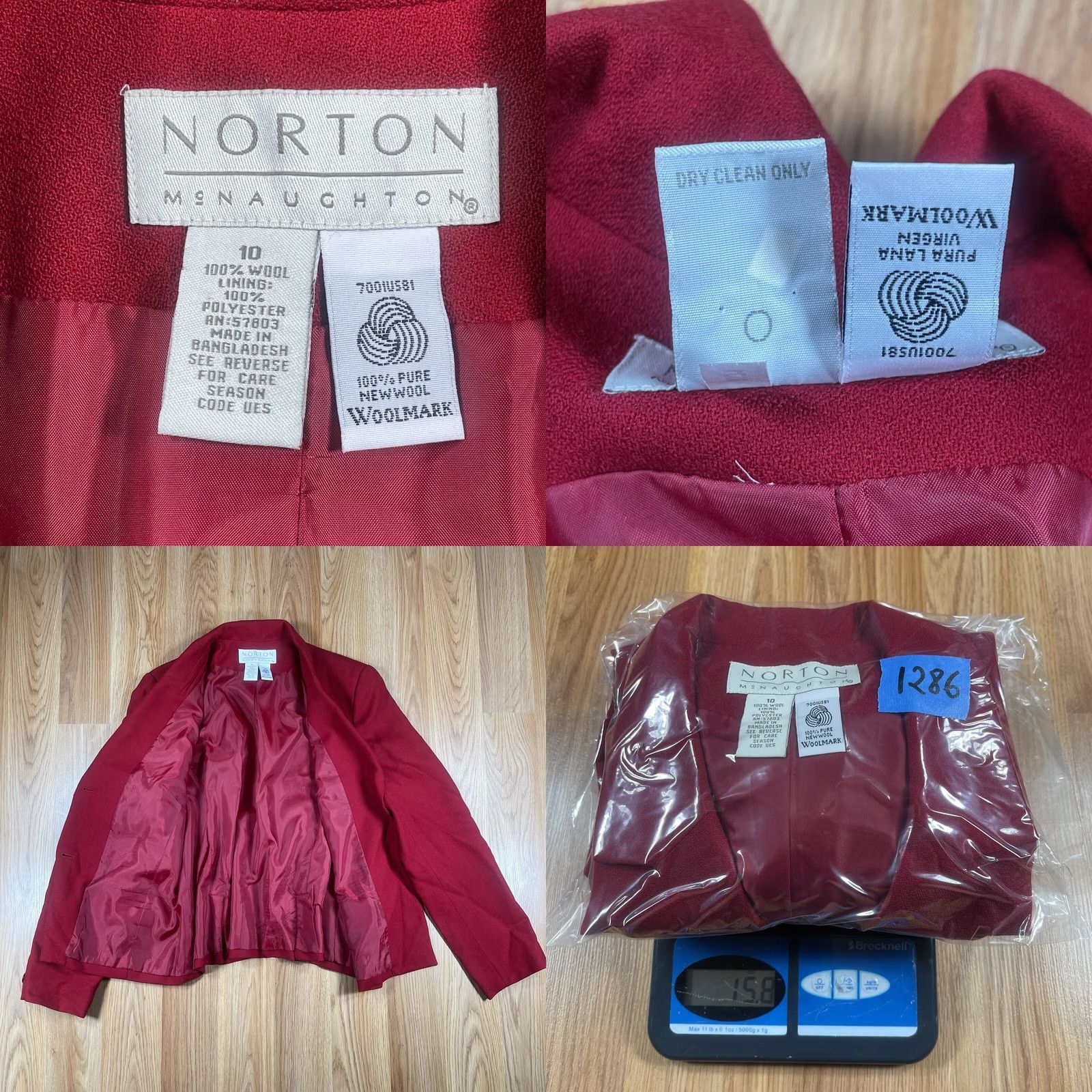 Vintage Norton McNaughton 100% Wool 2 Button Coat Blazer Jacket Womens Size 10 Red Size L / US 10 / IT 46 - 9 Thumbnail