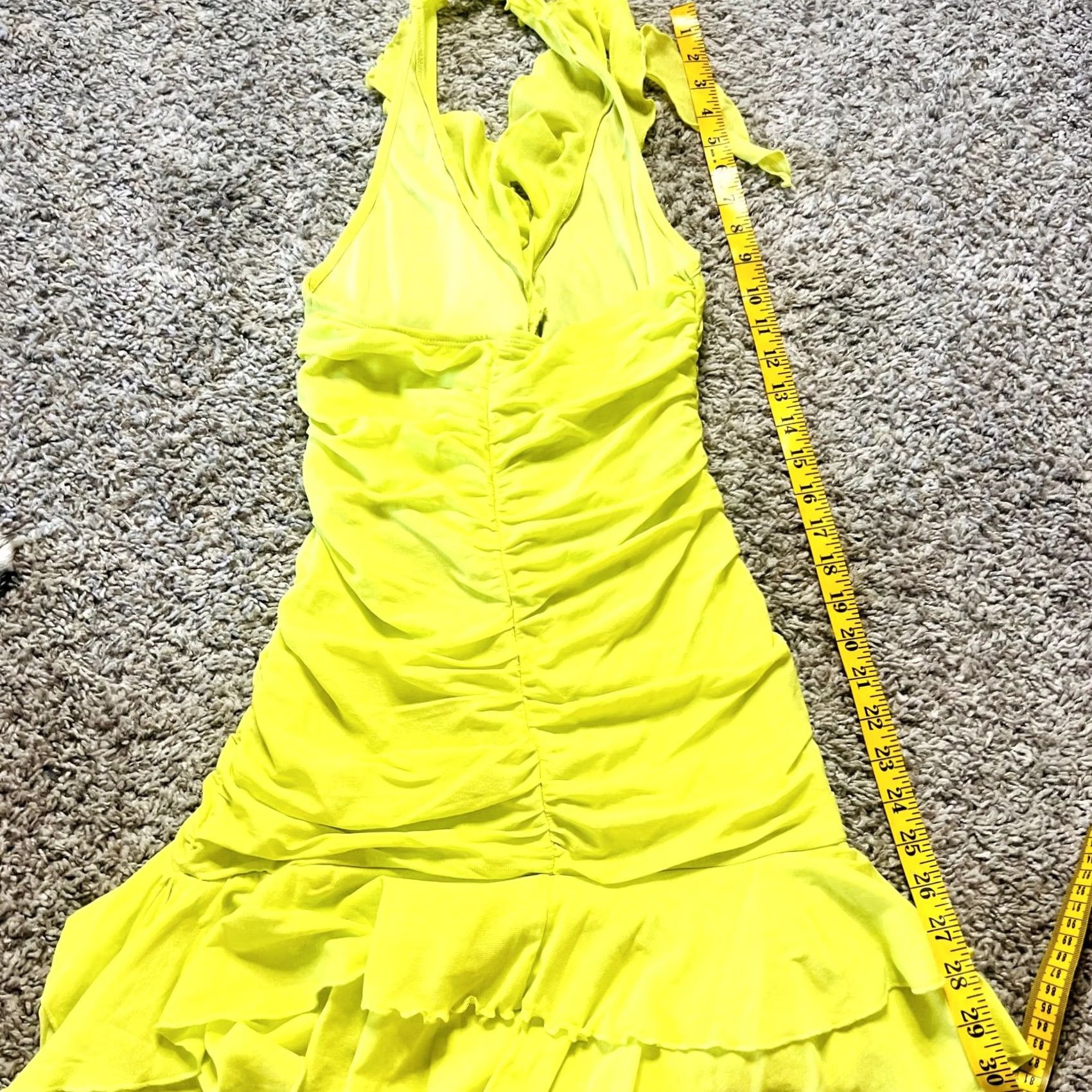 Shein Shein Ruffle Halter Backless Mini Bodycon Yellow Womens S Dress Size S / US 4 / IT 40 - 3 Thumbnail