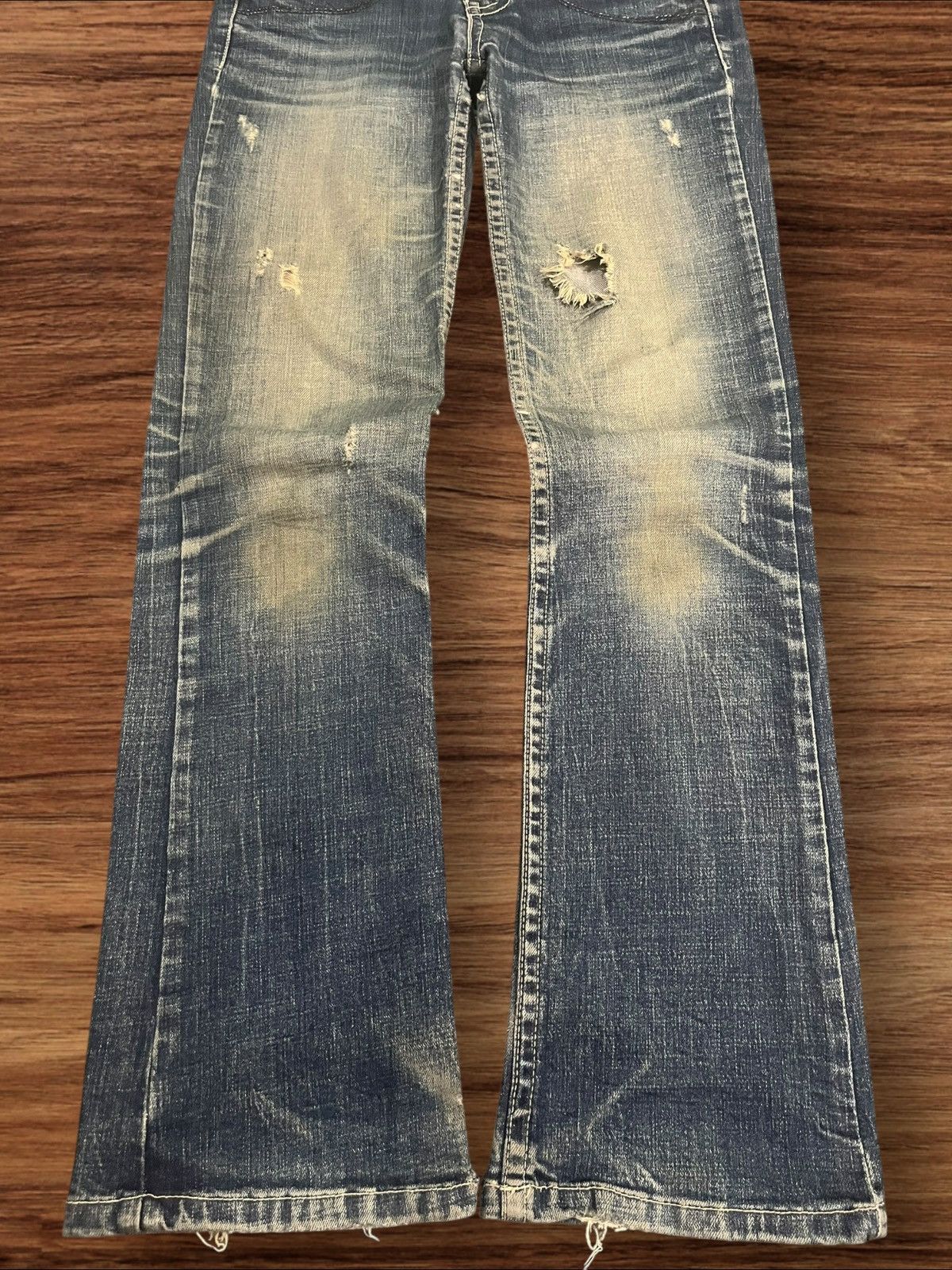 Ed Hardy ⚡️Insane⚡️Grashopper Skull Trinity Embroidered Rip Flare Jeans Size US 29 - 11 Thumbnail