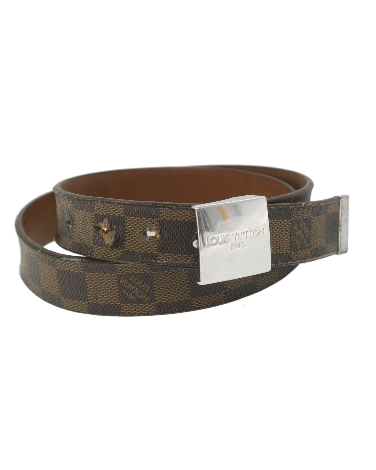 image of Louis Vuitton Damier Ebene Gold Belt - Lv Auth in Damie Ebene, Women's
