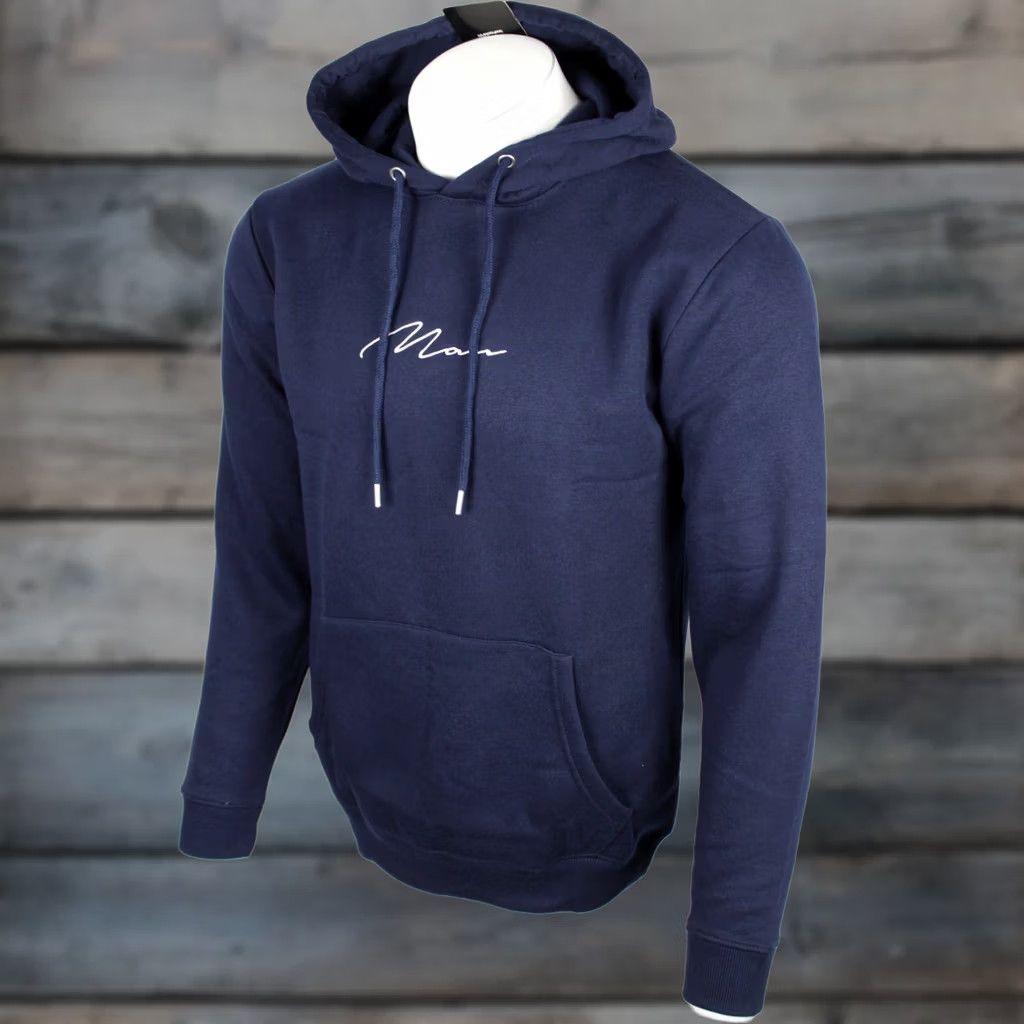 Vintage Boohoo Man Signature Over The Head Hoodie Fleece Size Medium Navy Blue Size US M / EU 48-50 / 2 - 1 Thumbnail