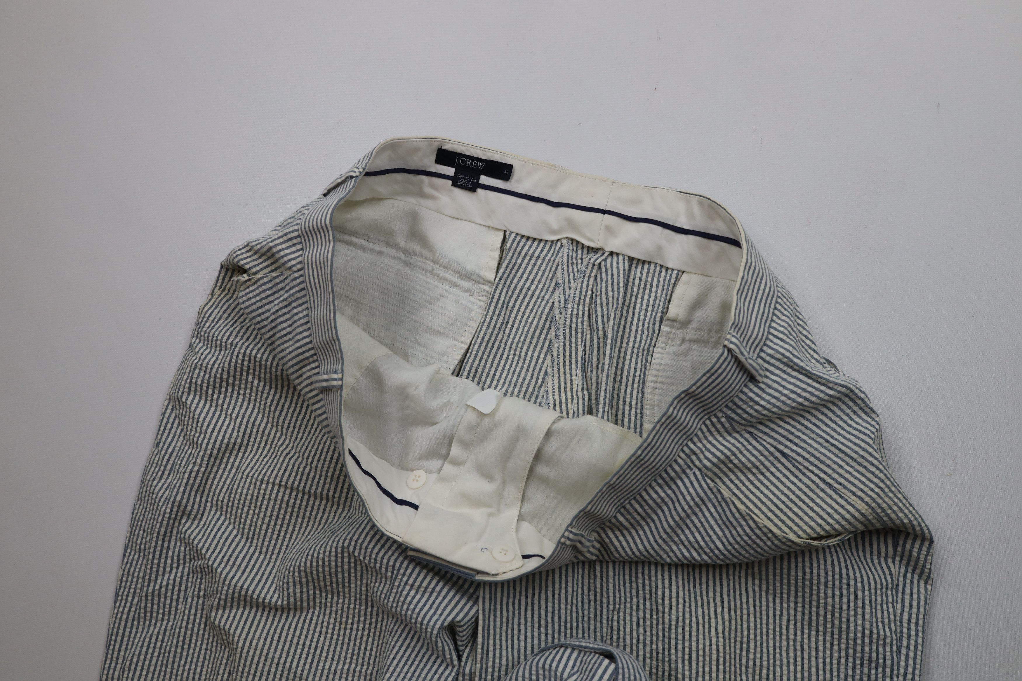 J.Crew × Vintage Vintage 90s J Crew Seersucker Wide Leg Chino Pants Size US 38 / EU 54 - 11 Thumbnail