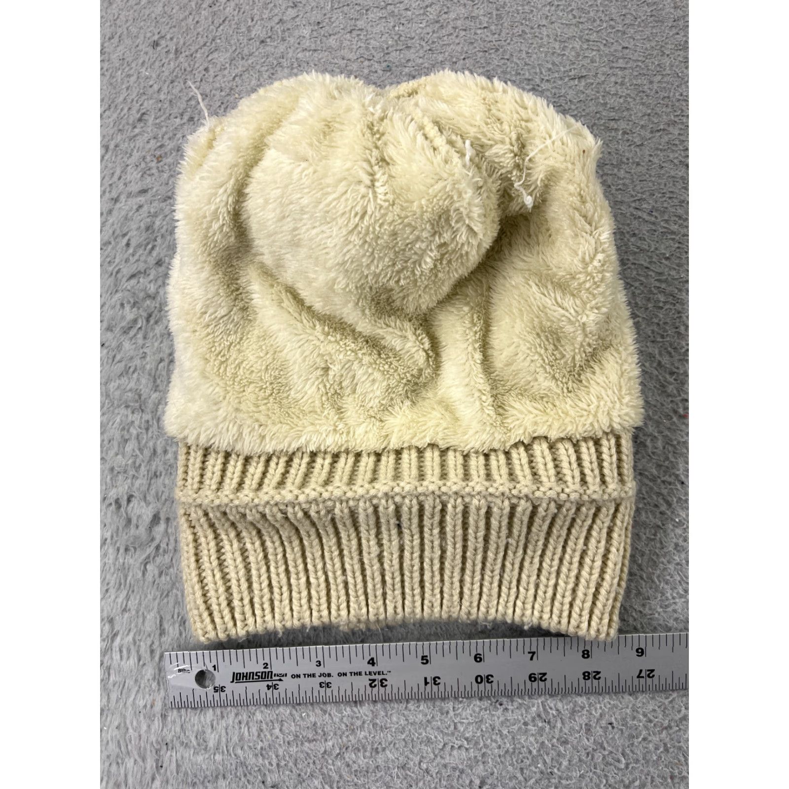 Vintage Womens Beanie Toque Ivory Cable Knit Cotton Blend Lined Winter Ski Pom One Size The Zenco Hat/Cap Men/Women Accessories Size ONE SIZE - 4 Thumbnail