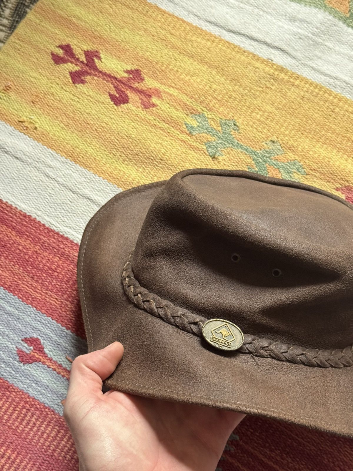 Genuine Leather Vintage Genuine Leather Australian Brown Cowboy Hat Size ONE SIZE - 5 Thumbnail