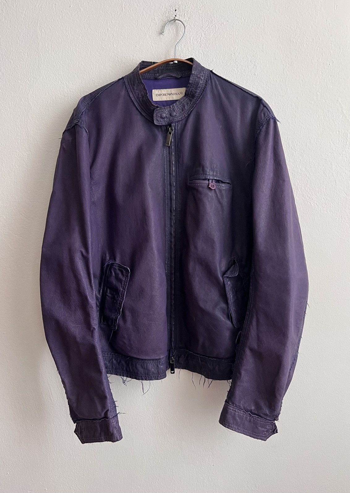 Emporio Armani 2005 Emporio Armani distressed leather bomber jacket Size US L / EU 52-54 / 3 - 2 Thumbnail