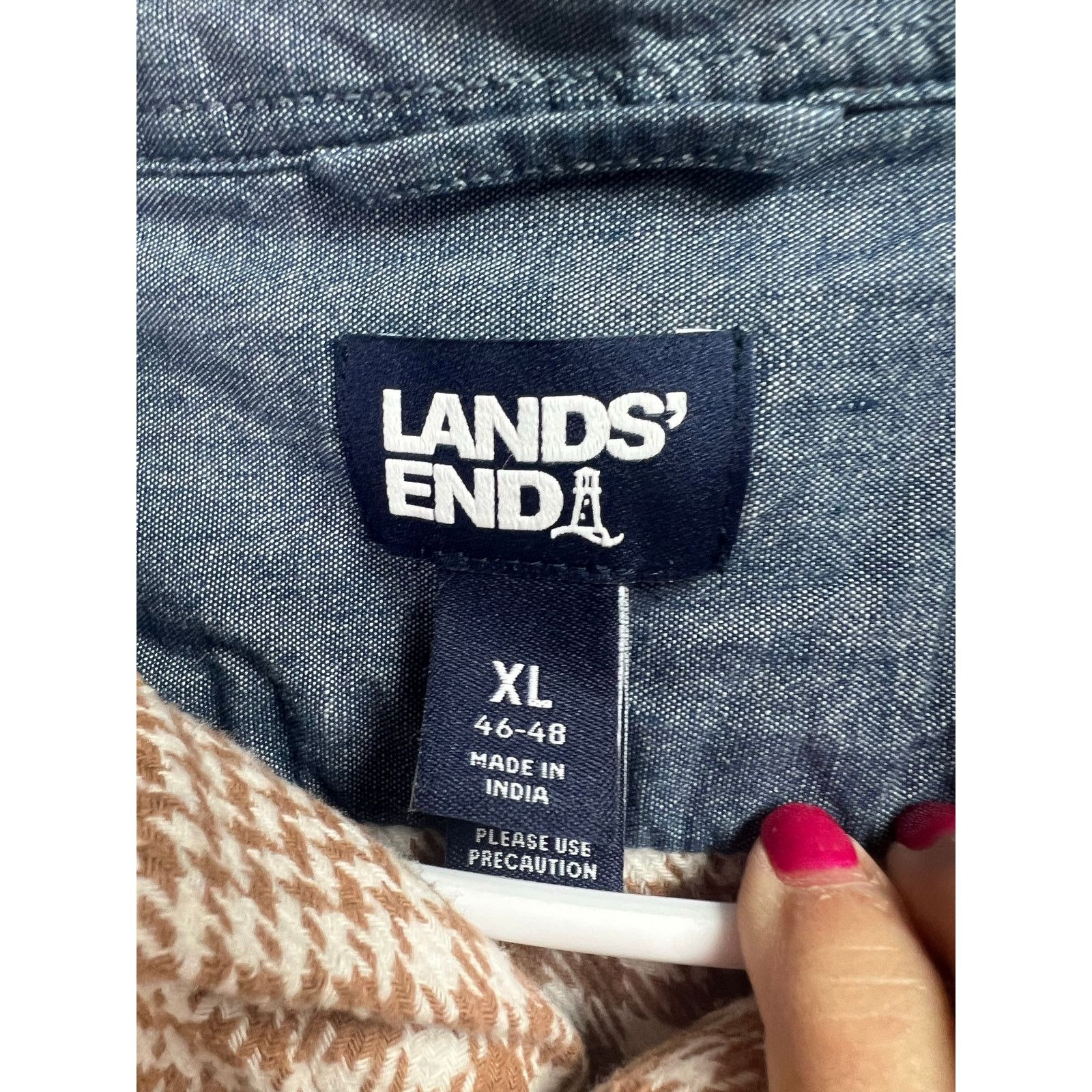 Lands' End Lands' End Shirt XL Brown Beige Plaid Flannel Button Up Size US XL / EU 56 / 4 - 2 Thumbnail