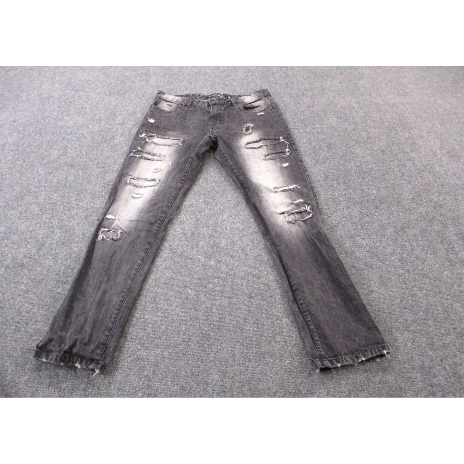 Southpole Southpole Jeans Mens 32 x 32 Black Denim Straight Grunge Distressed Jeans Mens Regular 5-Pocket Design Cotton Denim Size US 34 / EU 50 - 2 Thumbnail