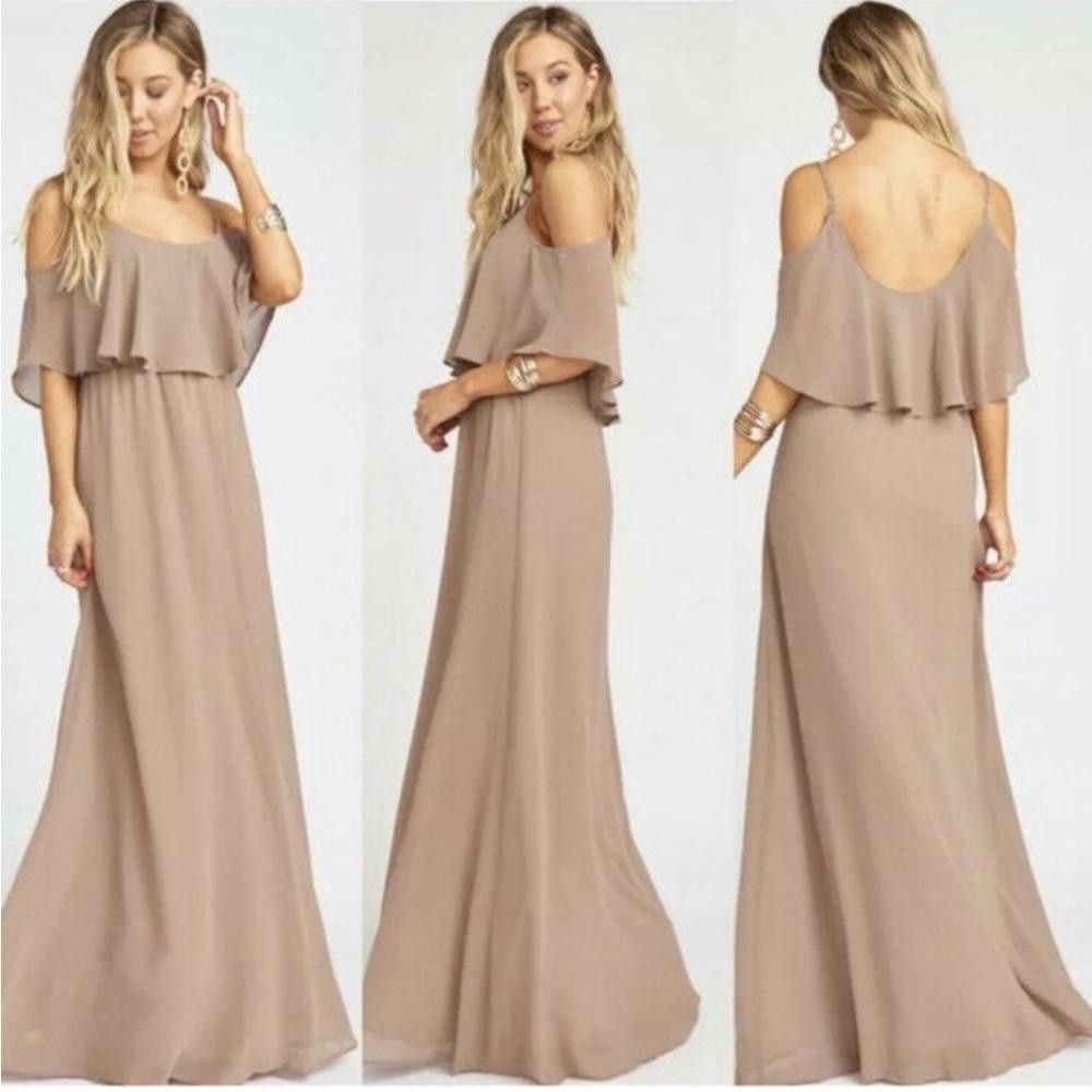 Designer Show Me Your Mumu l Caitlin Ruffle Maxi Dress Dune Chiffon S Size S / US 4 / IT 40 - 1 Thumbnail