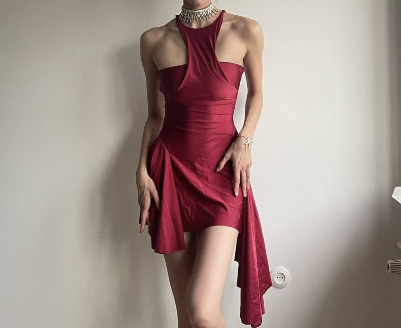 Other Red asymmetrical mini dress coquette ellegant dancing Size XS / US 0-2 / IT 36-38 - 5 Thumbnail