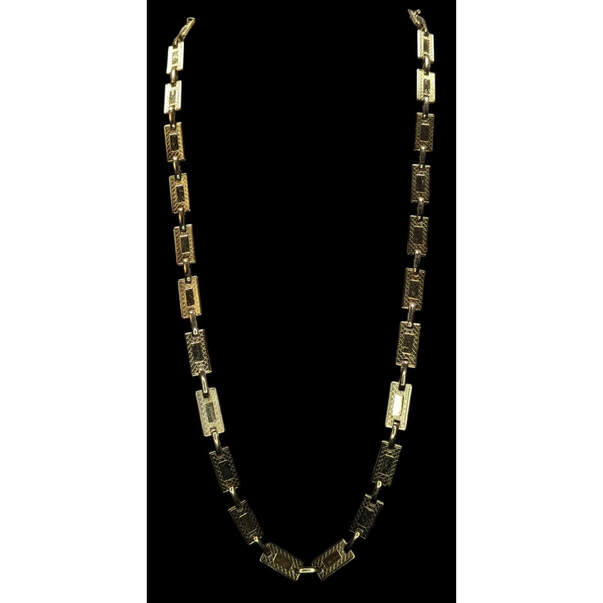 Other Vintage Glam Engraved Rectangle Link Gold-Tone Necklace/Belt Size ONE SIZE - 4 Thumbnail