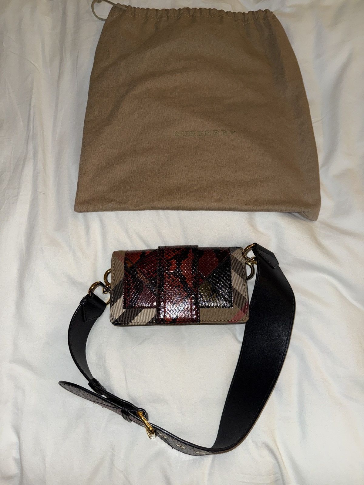 Burberry Mini Buckle Crossbody Bag Python-Embossed Leather Size ONE SIZE - 3 Thumbnail