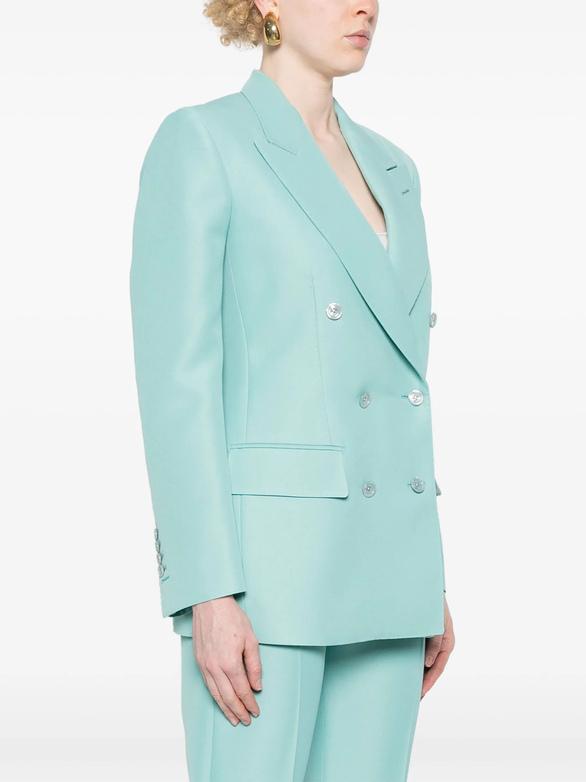 Tom Ford o1w1db10525 GI2971 Double-breasted Jacket in Light Blue Size M / US 6-8 / IT 42-44 - 3 Thumbnail