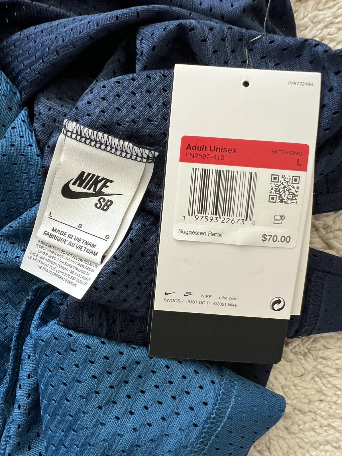 Nike NIKE SB Basketball Jersey Top Blue Gray Reversible Mesh Size US L / EU 52-54 / 3 - 12 Thumbnail