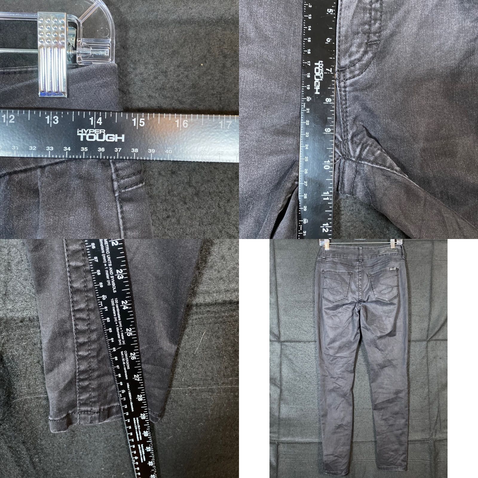 Vintage VINTAGE Seven 7 Womens Jeans Black Mid Rise Skinny Leg Stretch 6 Size 29" - 8 Thumbnail