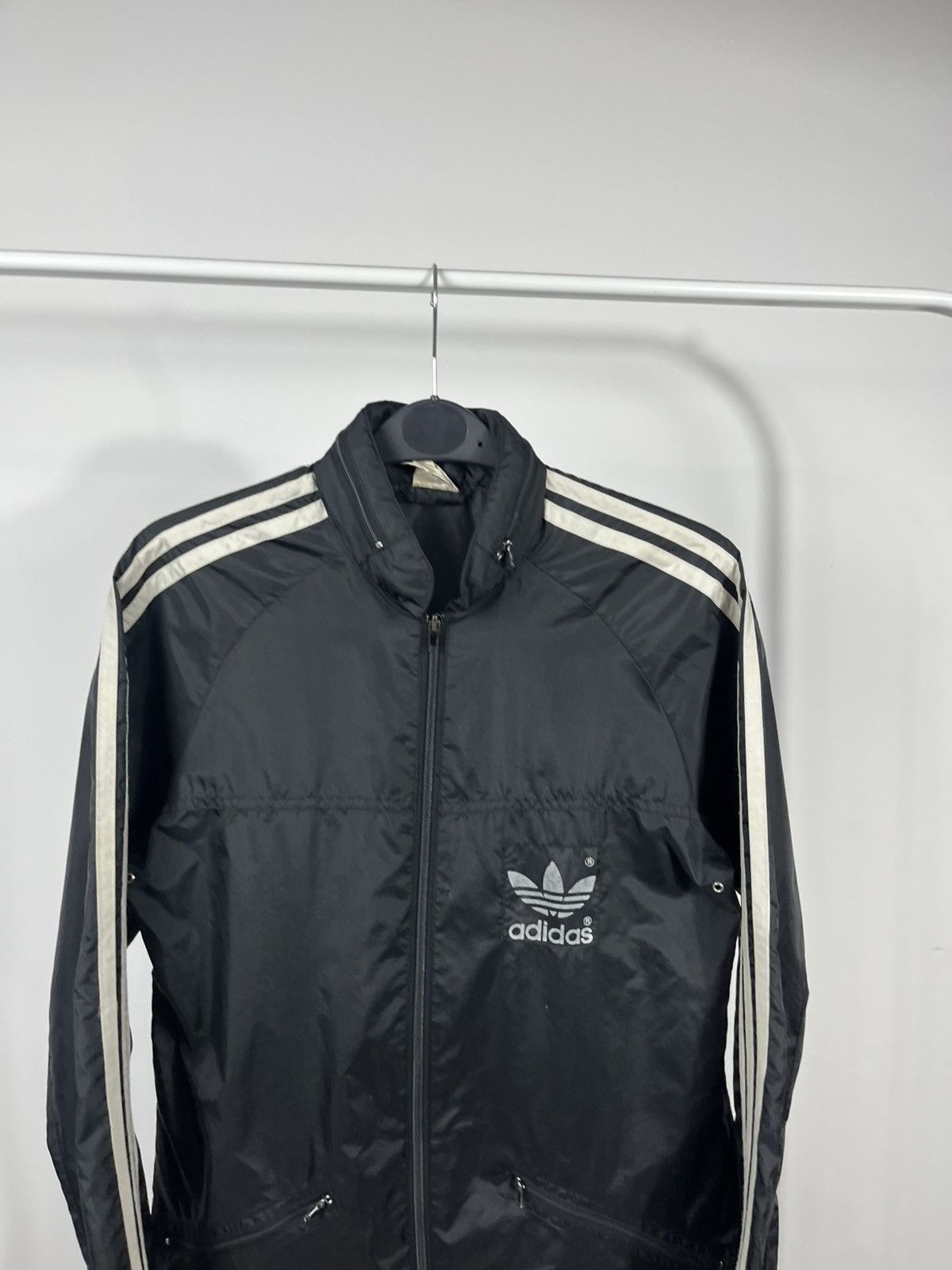 Adidas Vintage Adidas Trefoil Jacket XS Black Made in Philippines Size US XS / EU 42 / 0 - 2 Thumbnail