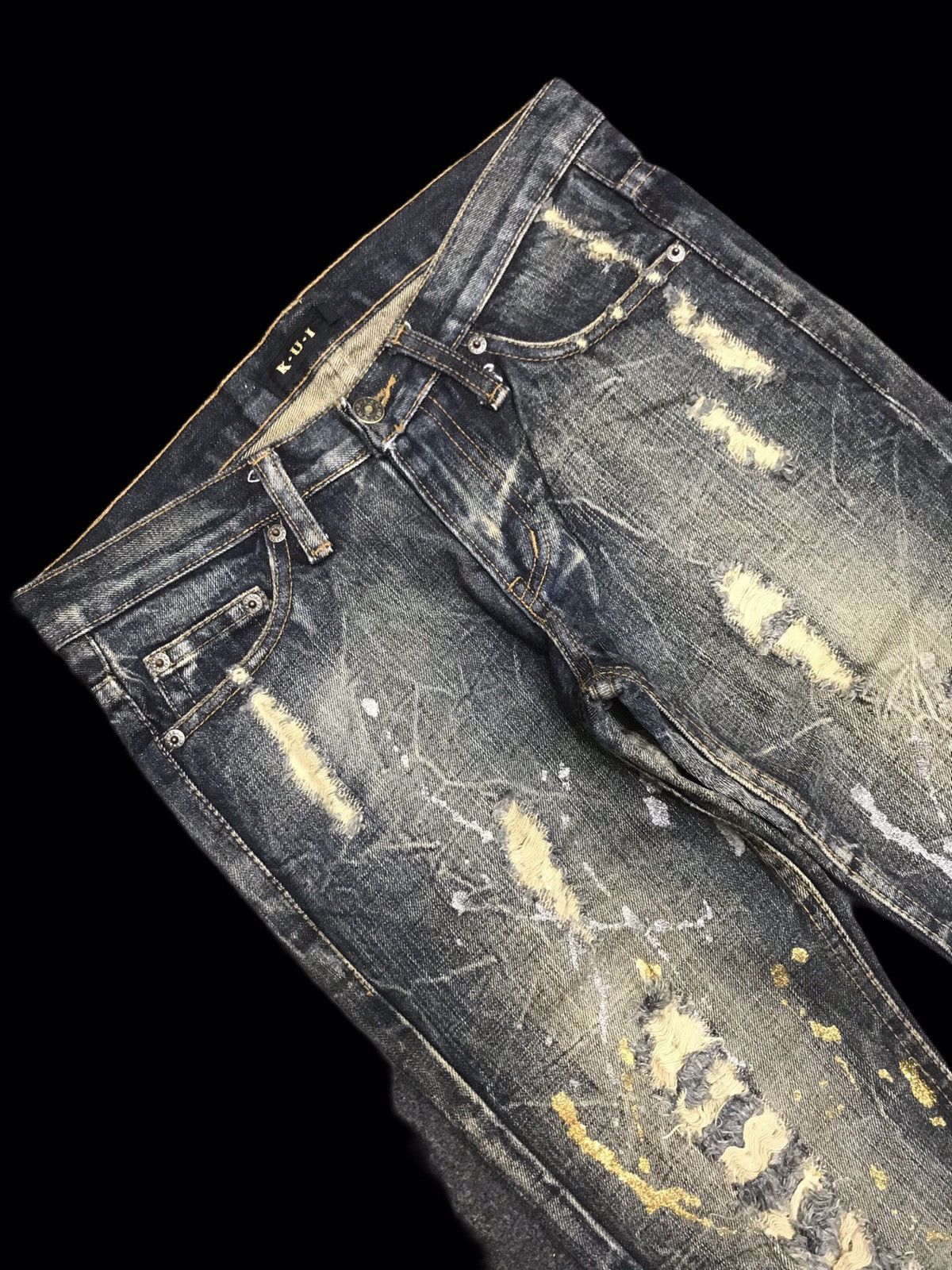 Other FLARE KUI SuperHeavy Distressed&Painter Splash Denim F161 Size US 30 / EU 46 - 12 Thumbnail