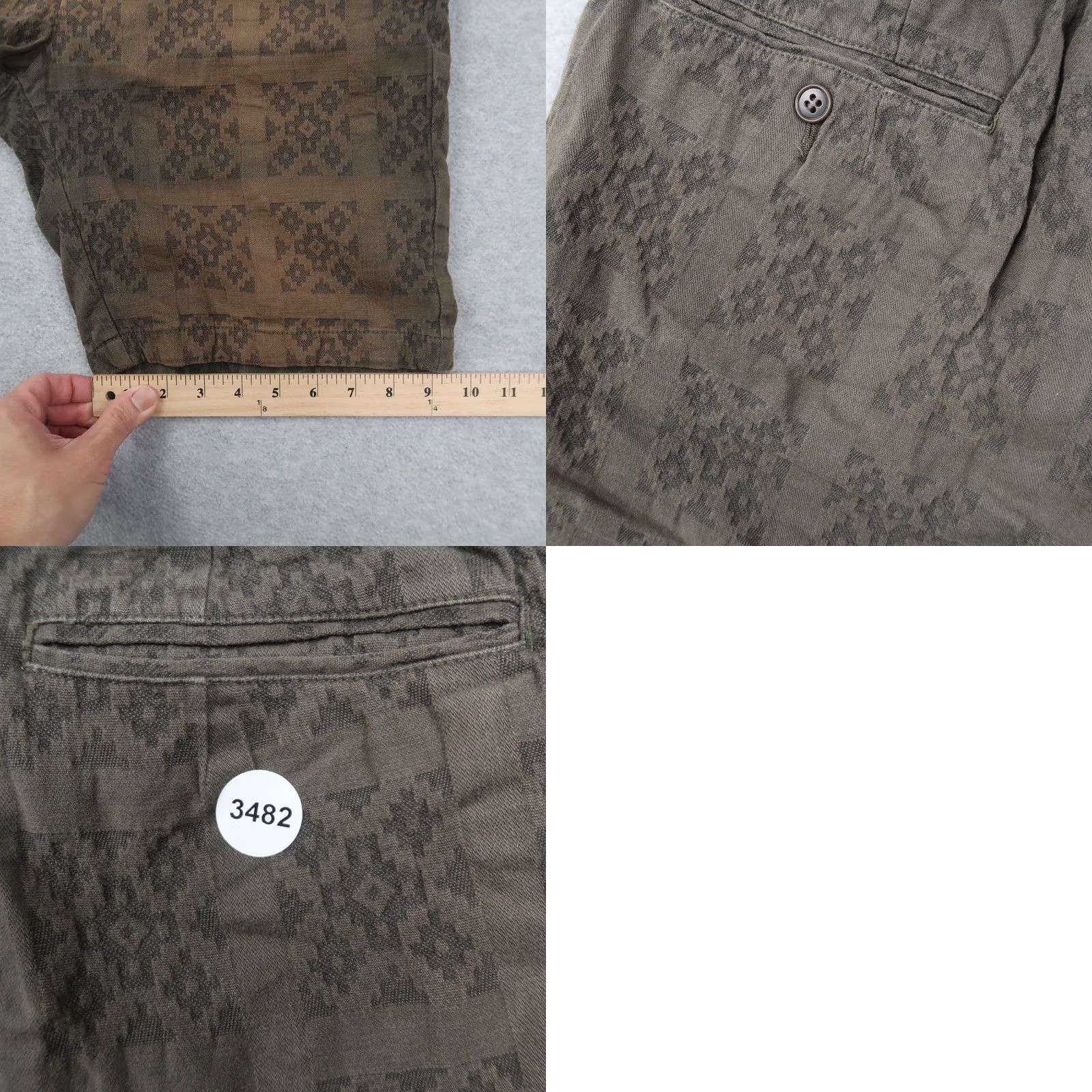 Sage De Cret Sage De Cret Mens Plaid Geometric Shorts M Green Japan Made Casual Chino Pockets Distressed Fade Size US 31 - 9 Thumbnail