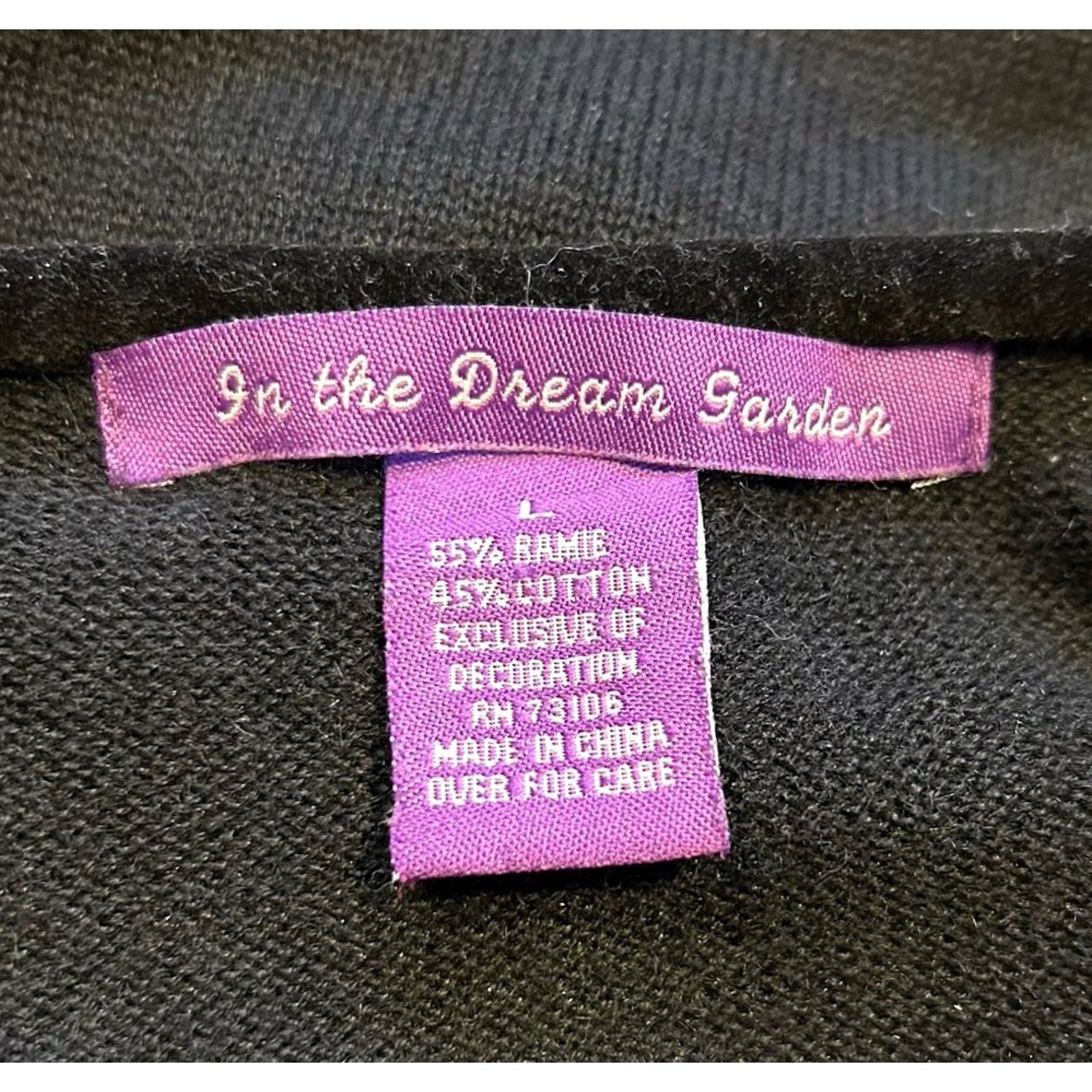 Vintage VINTAGE In The Dream Garden Santa Christmas Cardigan Women L Black Knit Cotton Blend Sweater Long Sleeve - Size L / US 10 / IT 46 - 5 Thumbnail