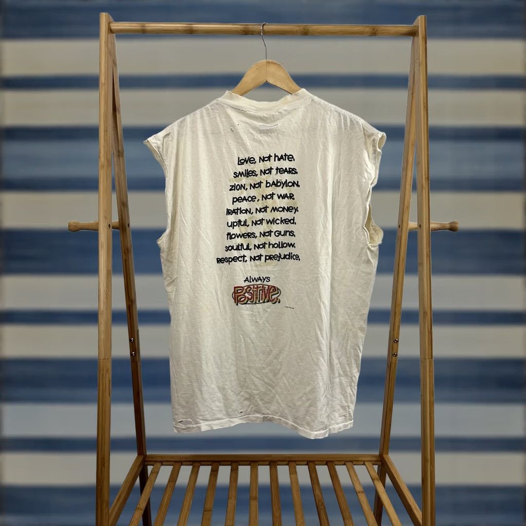 Vintage VINTAGE Balzout T-Shirt XL Cream 90s Peace Not War Love Not Hate Positve Thrashed Worn Mens Size US XL / EU 56 / 4 - 1 Thumbnail