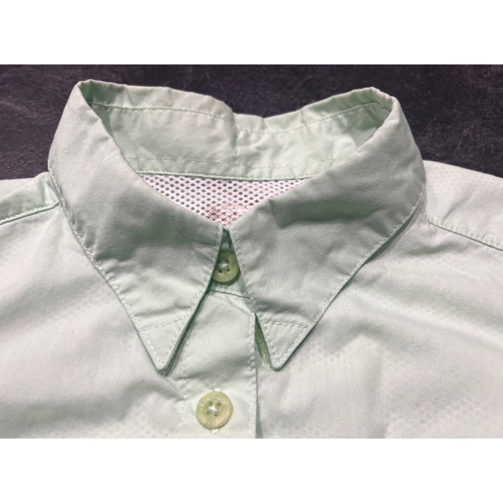 Vintage Columbia Shirt Womens L Green Breathable Lightweight PFG Short Sleeve Button-Up Fish Pockets Size L / US 10 / IT 46 - 6 Thumbnail