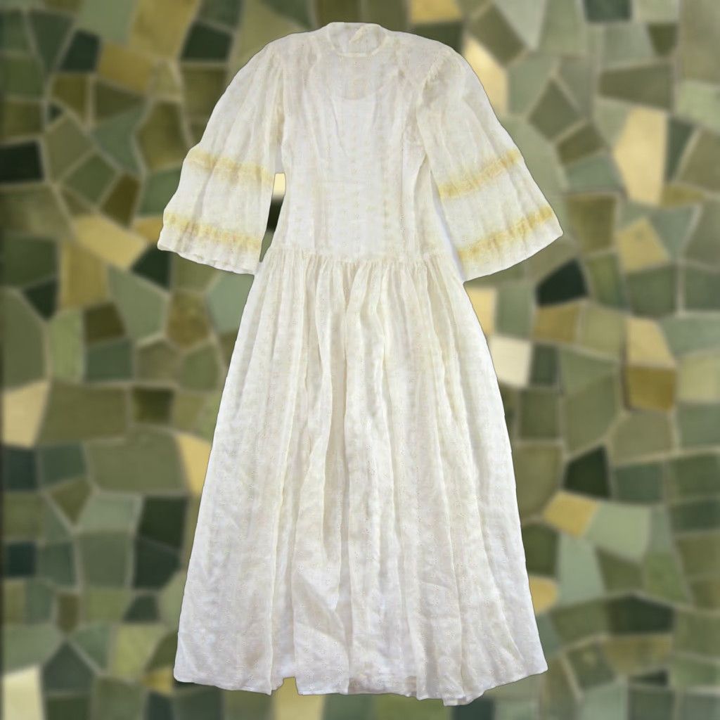 Vintage Vtg Handmade Ivory Lace Button Down Long Flare Sleeve Victorian Wedding Dress Small Size ONE SIZE - 1 Thumbnail